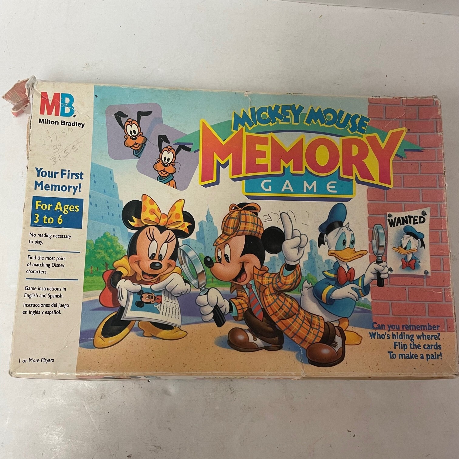 Mickey Mouse Memory Game By Milton Bradley Vintage 1990 Missing One Tile Classic