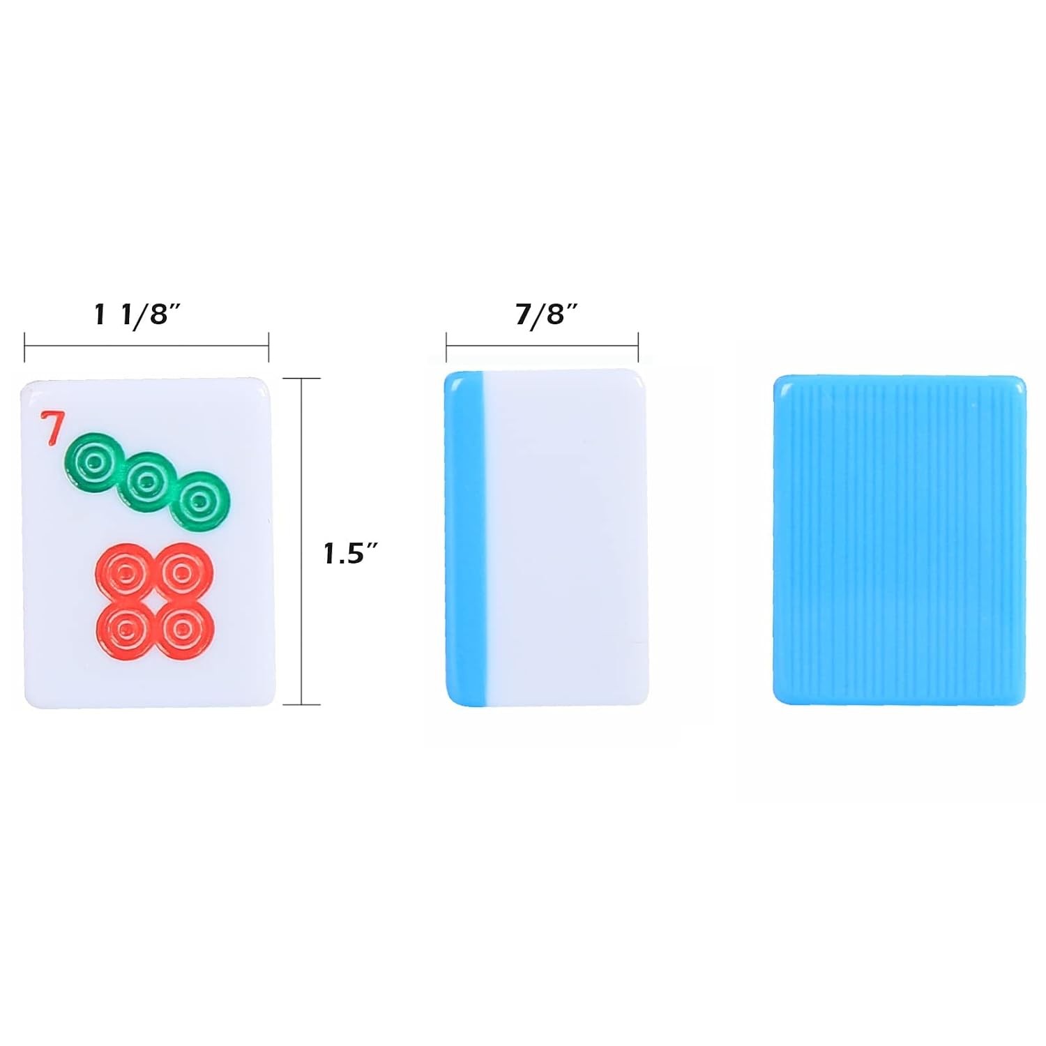 Chinese Mahjong Set, Mahjong Game Set with 146 Numbered Large Tiles (1.5″, Blue)