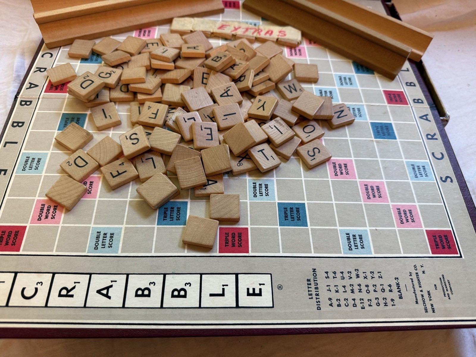 Vintage MCM Mid Century SCRABBLE Crossword Board Game SELCHOW & RIGHTER