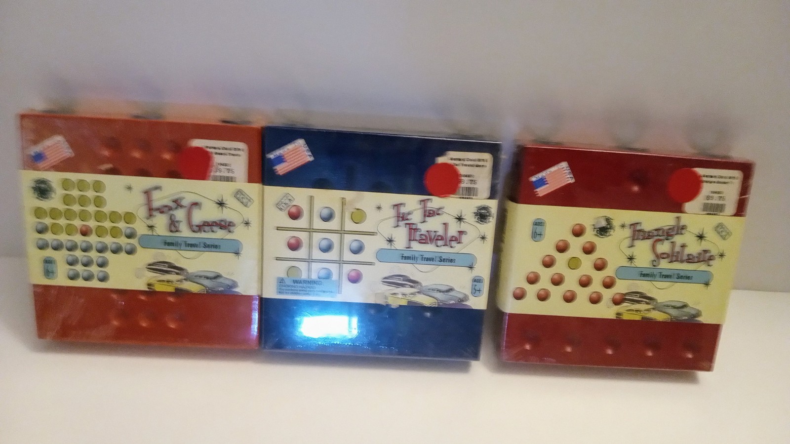 Vtg Family New Travel Games -Triangle Solitaire, Fox & Geese, Tic Tac Traveler