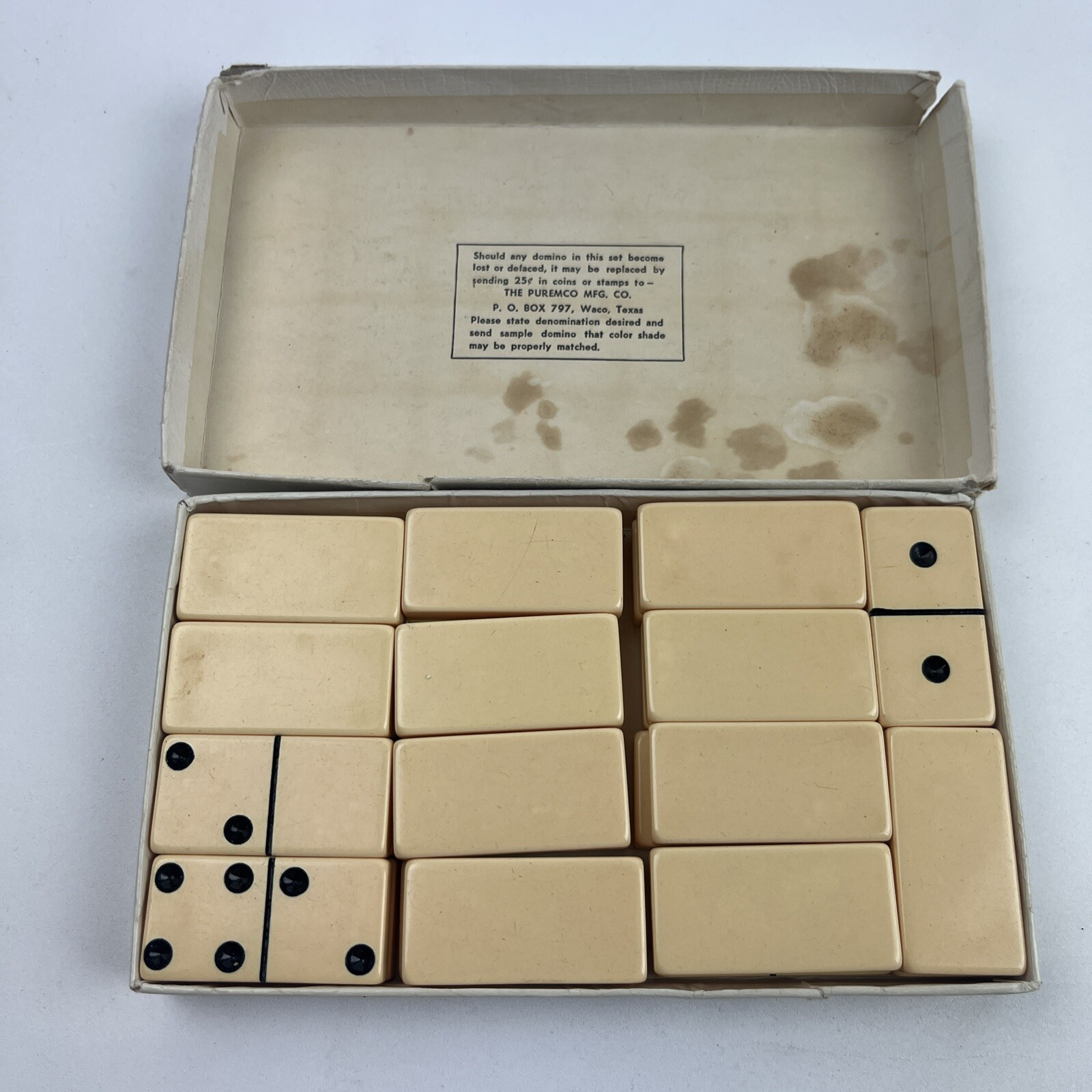Puremco Marblelike Standard Dominoes No. 616 Made in U.S A. Vintage