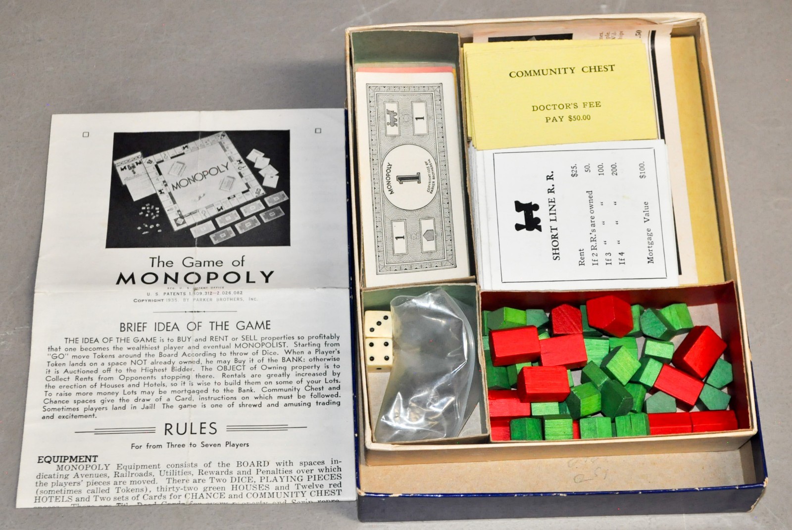 Vintage Monopoly Game – With all original parts/No Board – Copyright 1935
