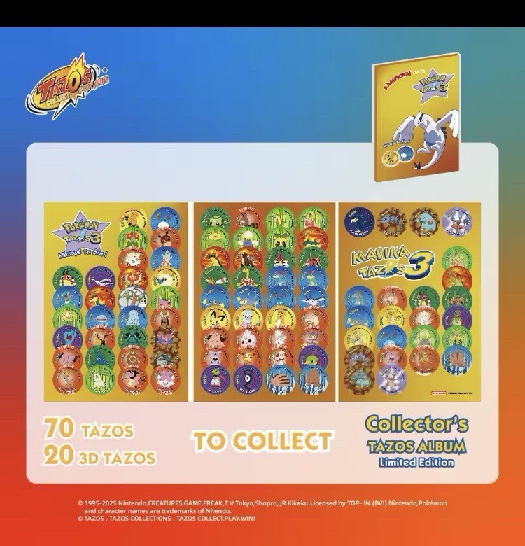 Pokemon TAZOS Collections Complete Album Set 81/100/90Pcs Flippo Pogs Tags Spani