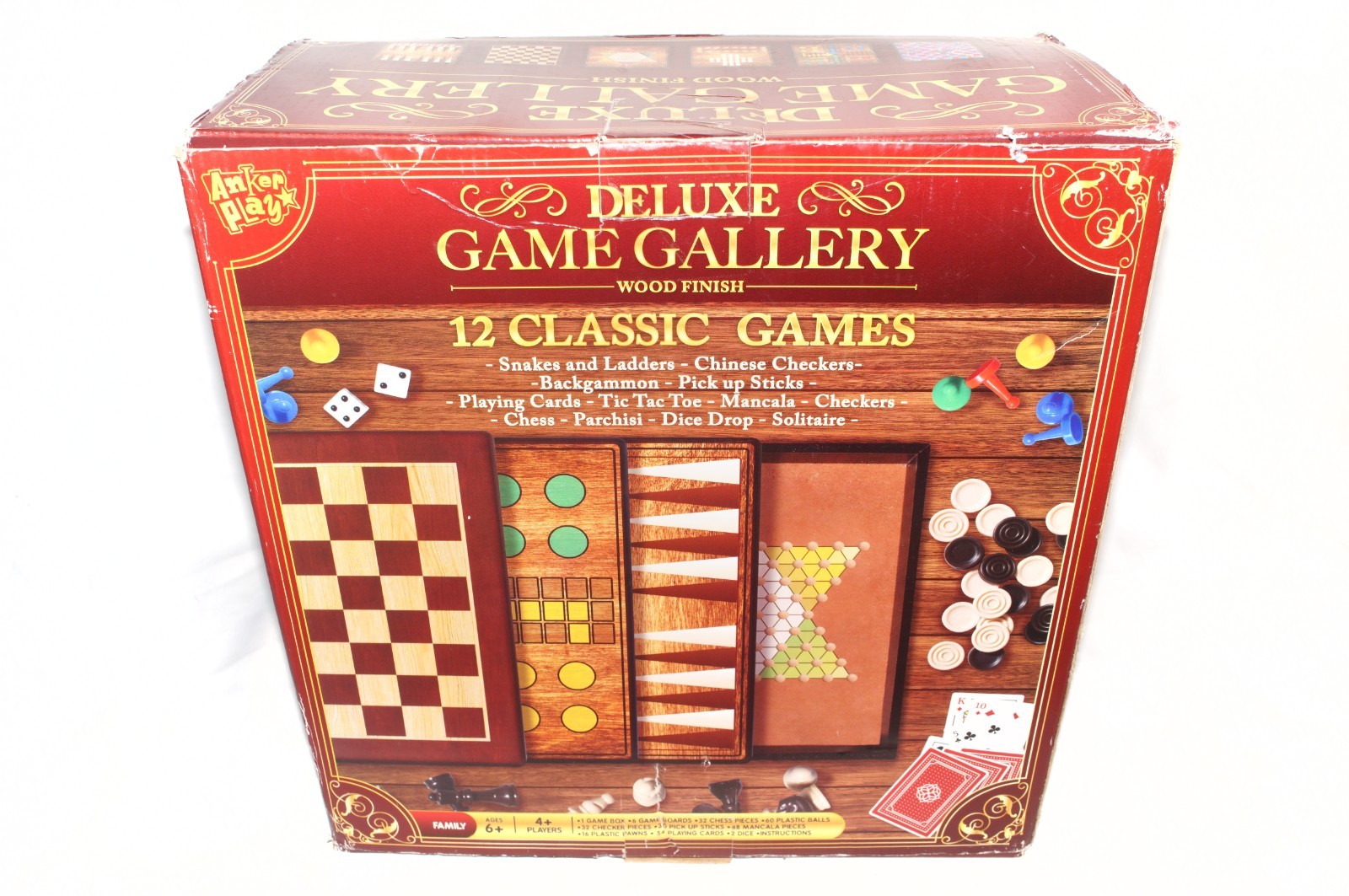 Deluxe Game Gallery 12 in 1 Game House w/ 12 Classic Games w/ Wooden Game Chest