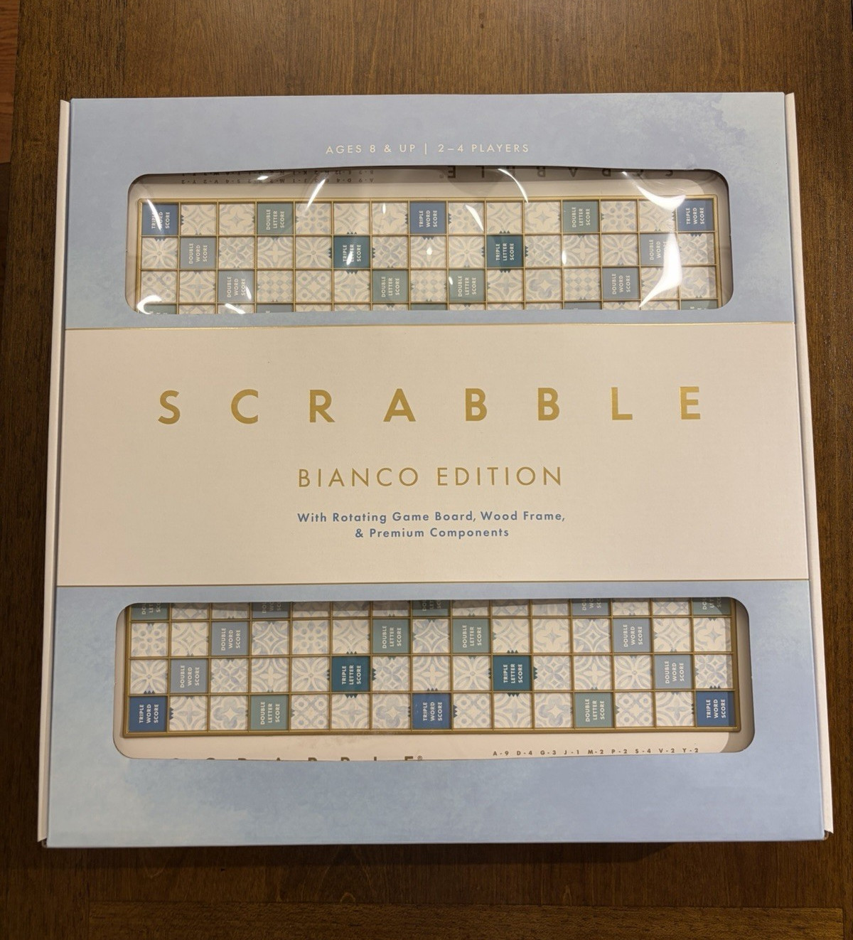 WS Game Company Scrabble Bianco Edition Rotating Board Word Game, 2+ Players