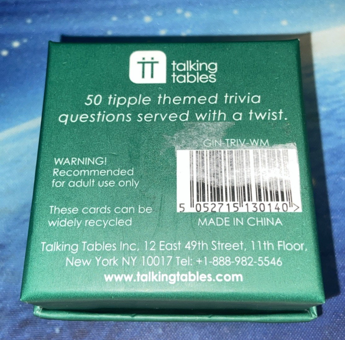 Talking Tables Tipple Trivia: Gin Edition – 50 Fun Gin Questions with a Twist