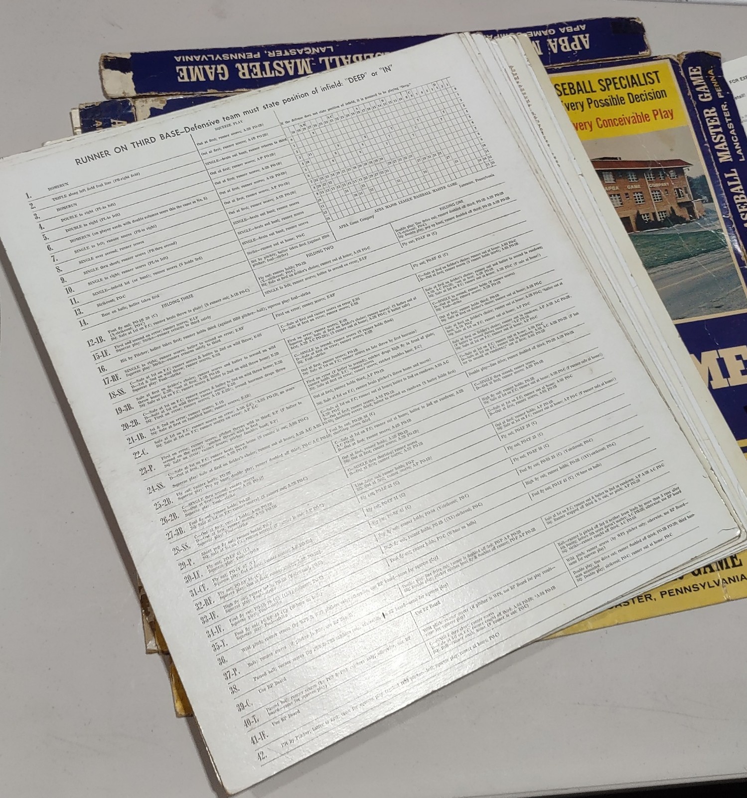 APBA Baseball Game Major League Baseball with Box
