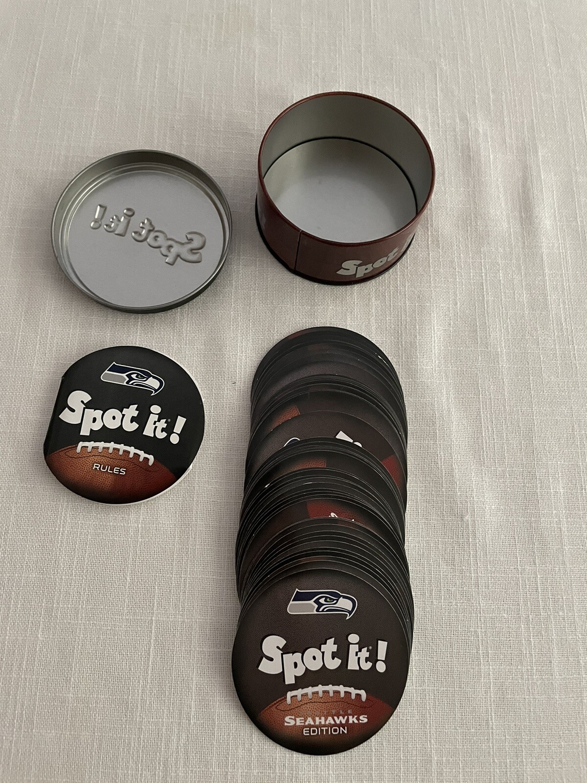 SPOT IT! GAME SEATTLE SEAHAWKS EDITION By Blue Orange NFL Card Game EUC