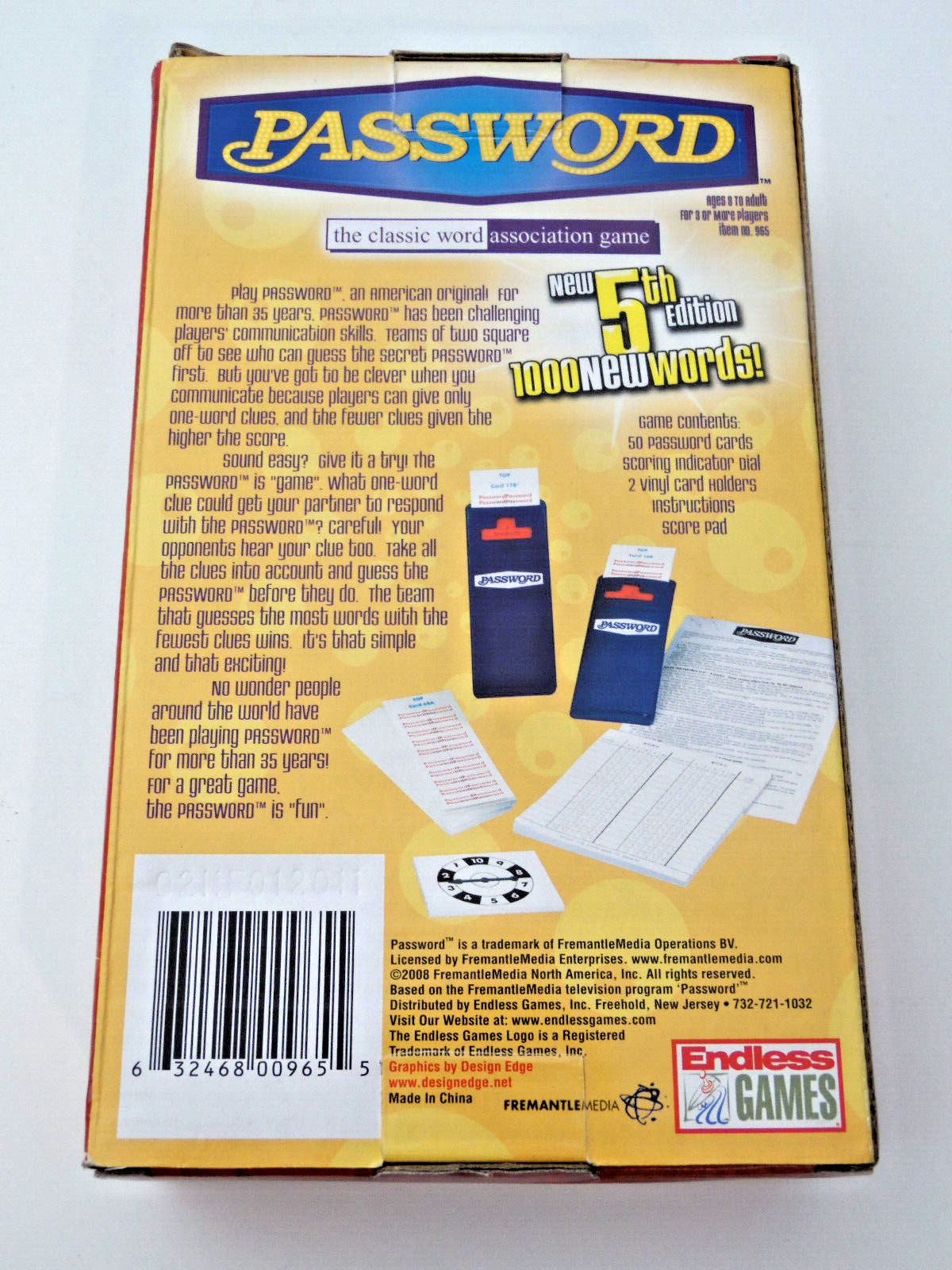 PASSWORD Endless Games 2008 Quick Picks 5th Edition — New in Box