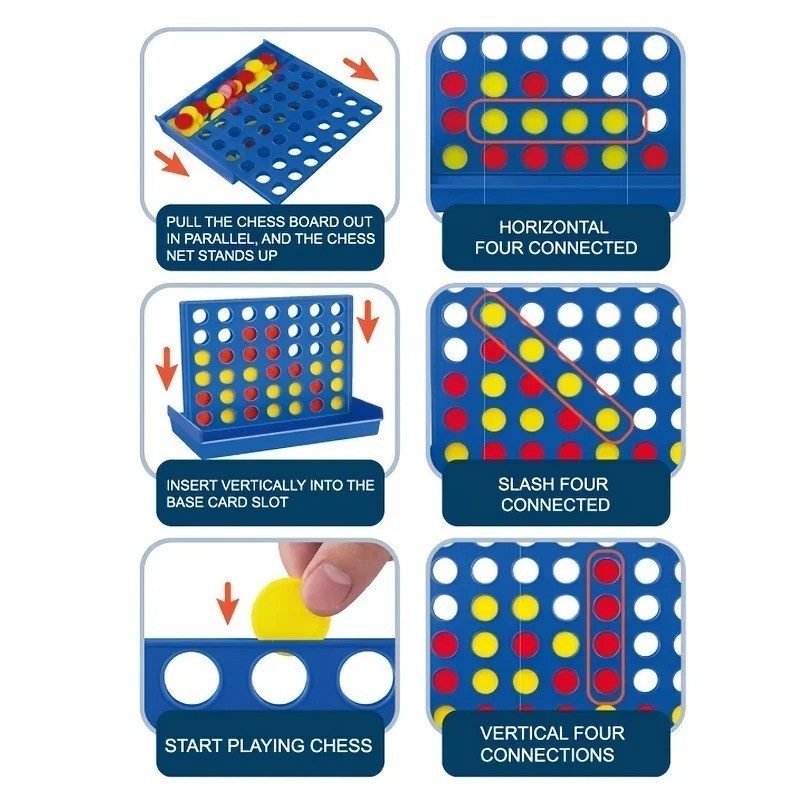 Four in a Row Connect Game Board Family Kids Educational Strategy Toy Classic
