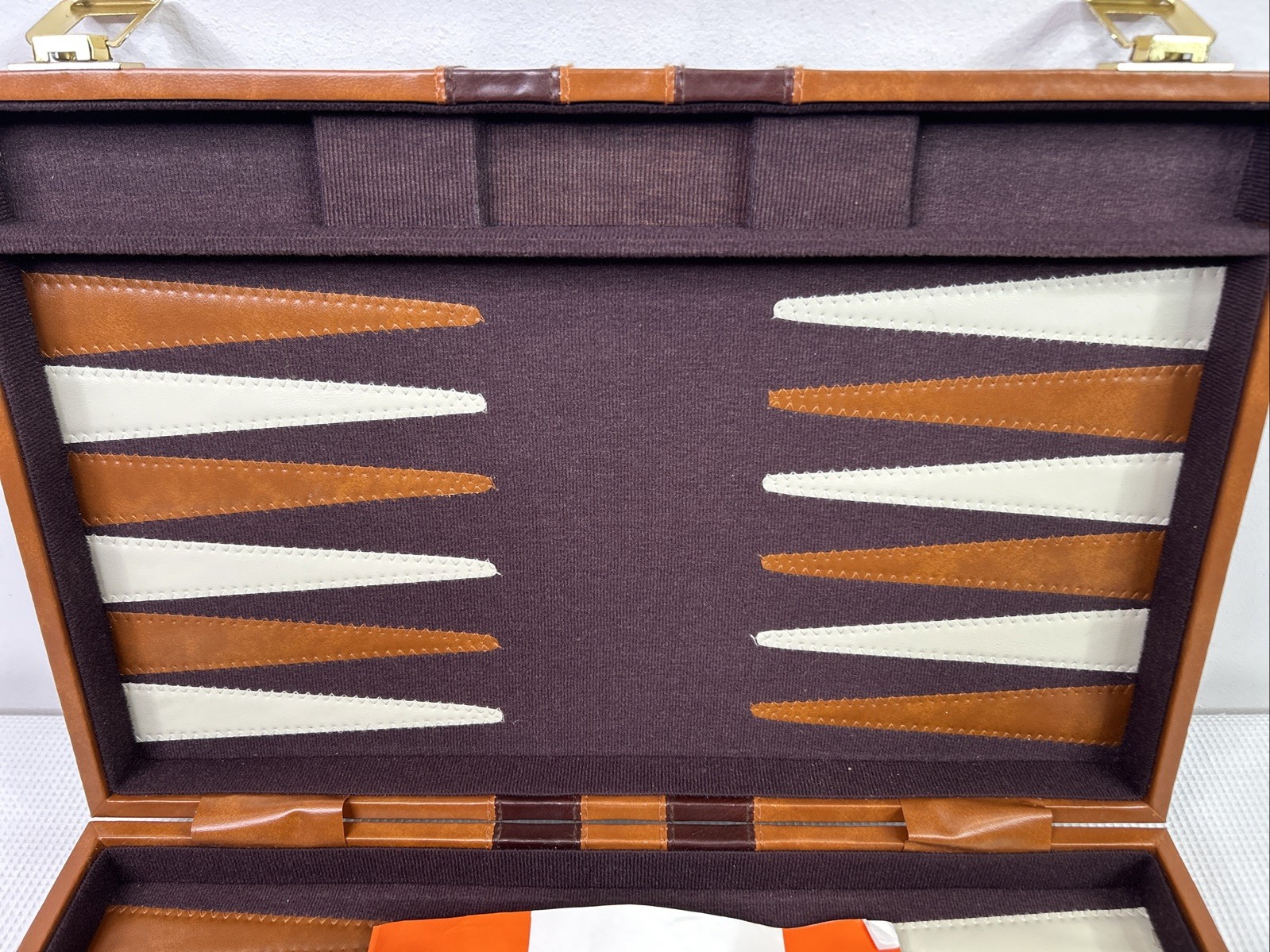 Backgammon Complete Set & Instructions Brown Briefcase VGUC Family Game Night