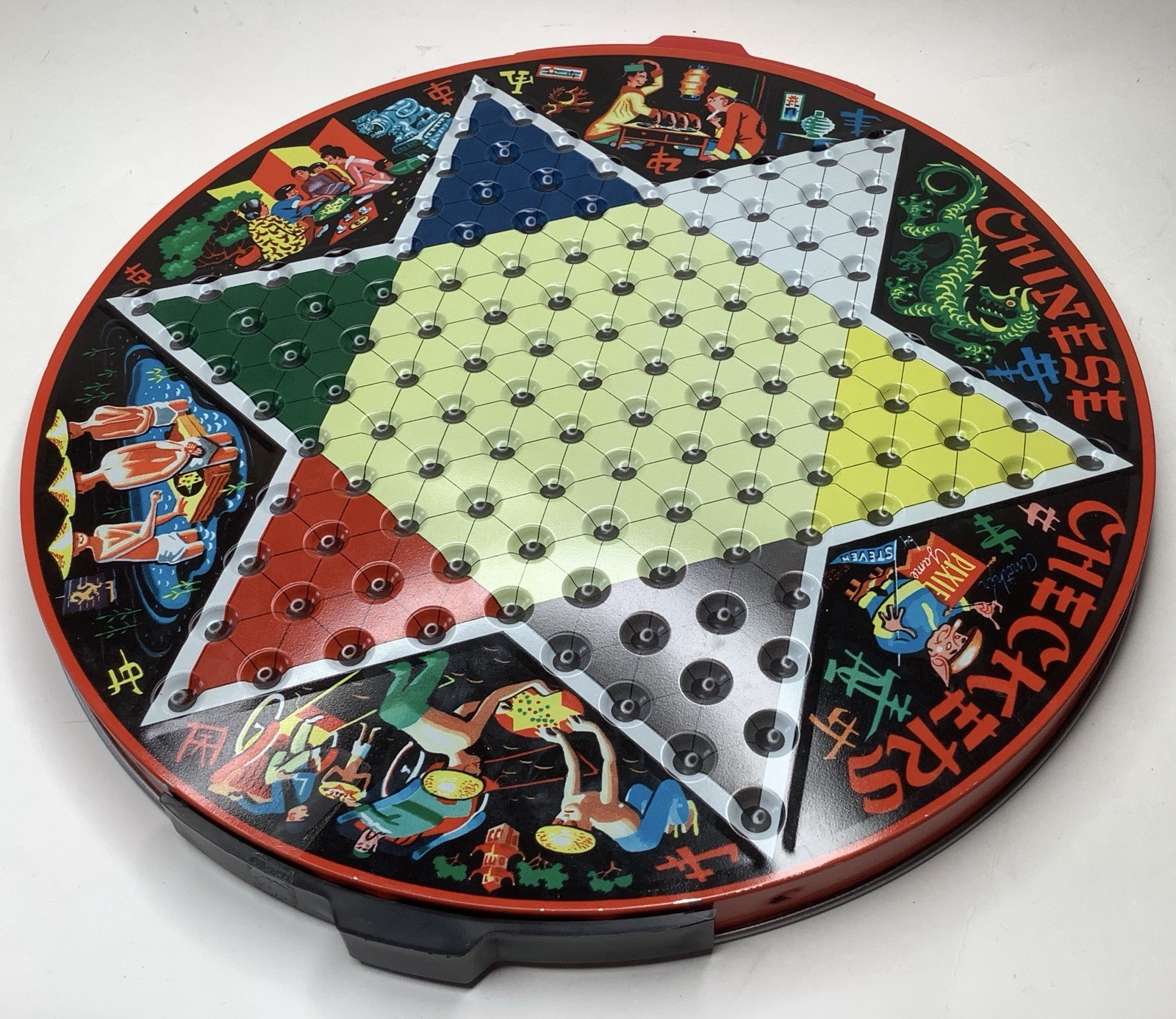 Vintage 1977 Chinese Checkers & Regular Checkers Deluxe Tin Board Game by Steven