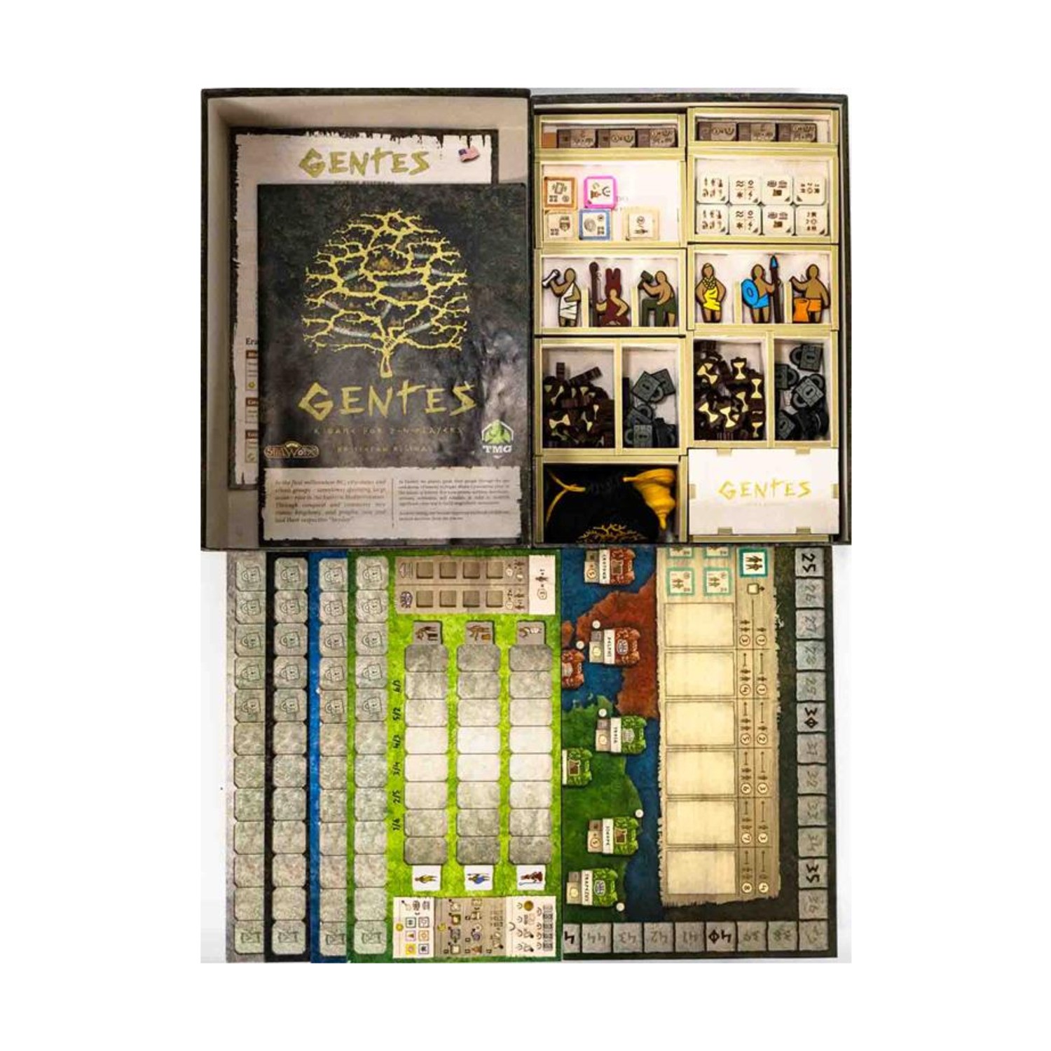 Tasty Minstrel Boardgame Gentes (Deluxified Ed) w/Folded Space Insert! VG+/NM