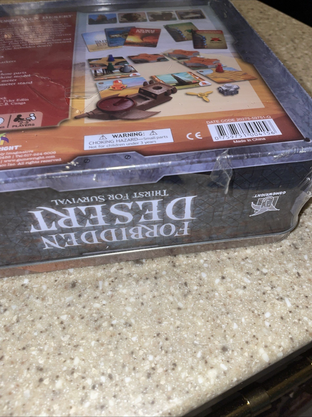Gamewright Forbidden Desert Board Game New Sealed Tin Dent 2-5 Players Mensa