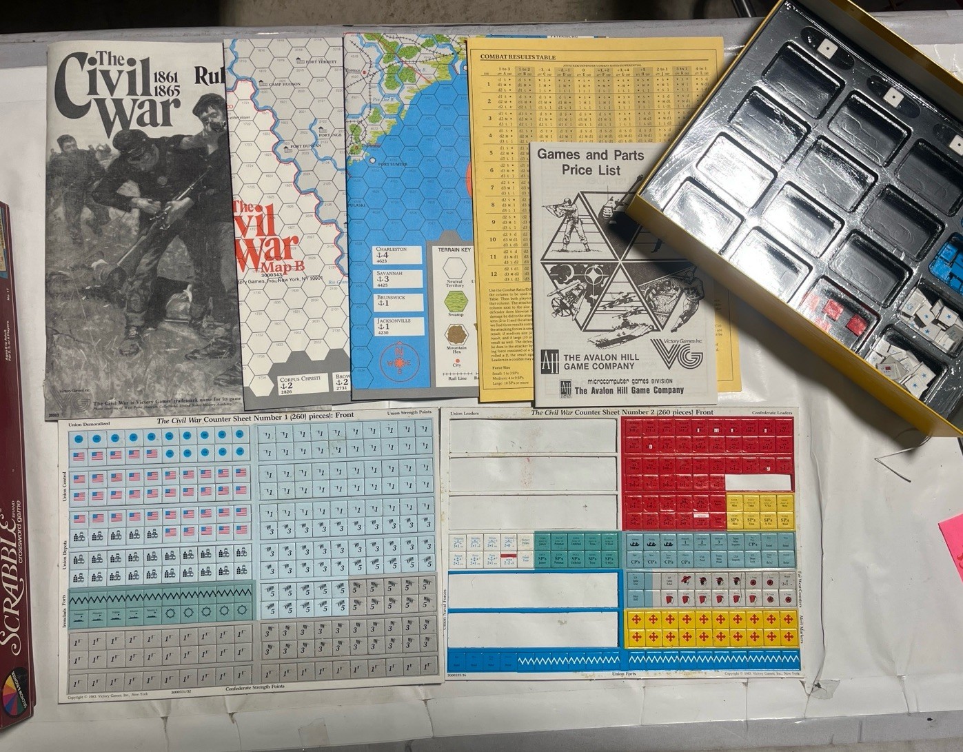 The Civil War 1861–1865 Board Game-Factory Folded Inserts & Unused Feedback Card