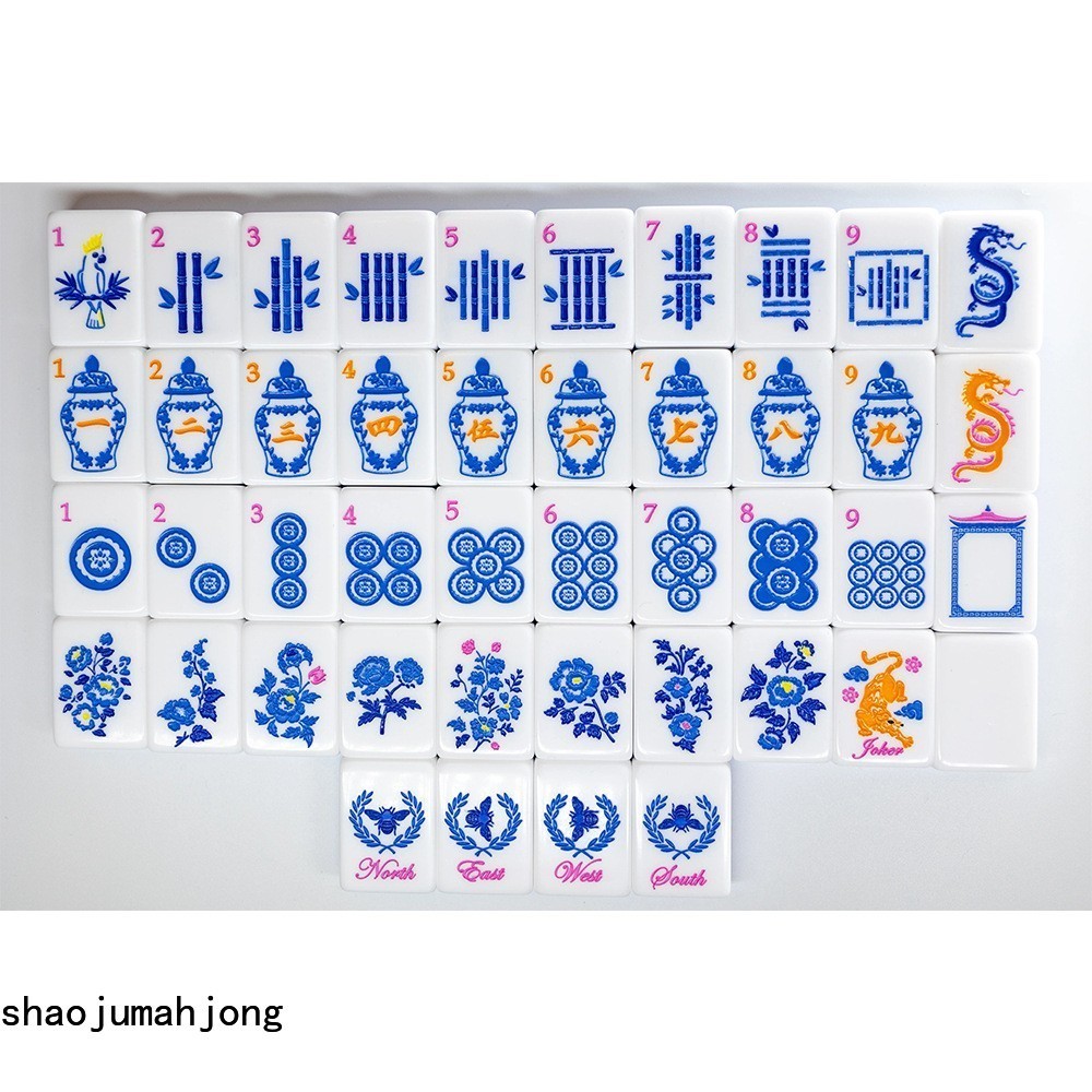 NEW Vibrant Layered Mahjong Tiles – Full American Set 160Tiles – Blue and White