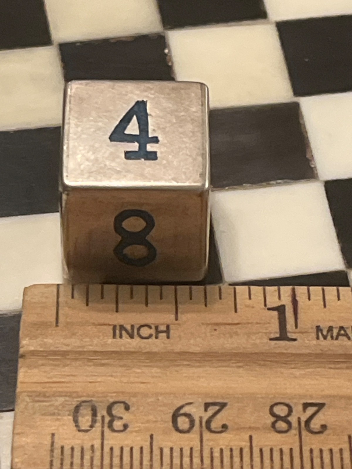 Vintage RARE sterling silver backgammon doubling cube dice 021626@