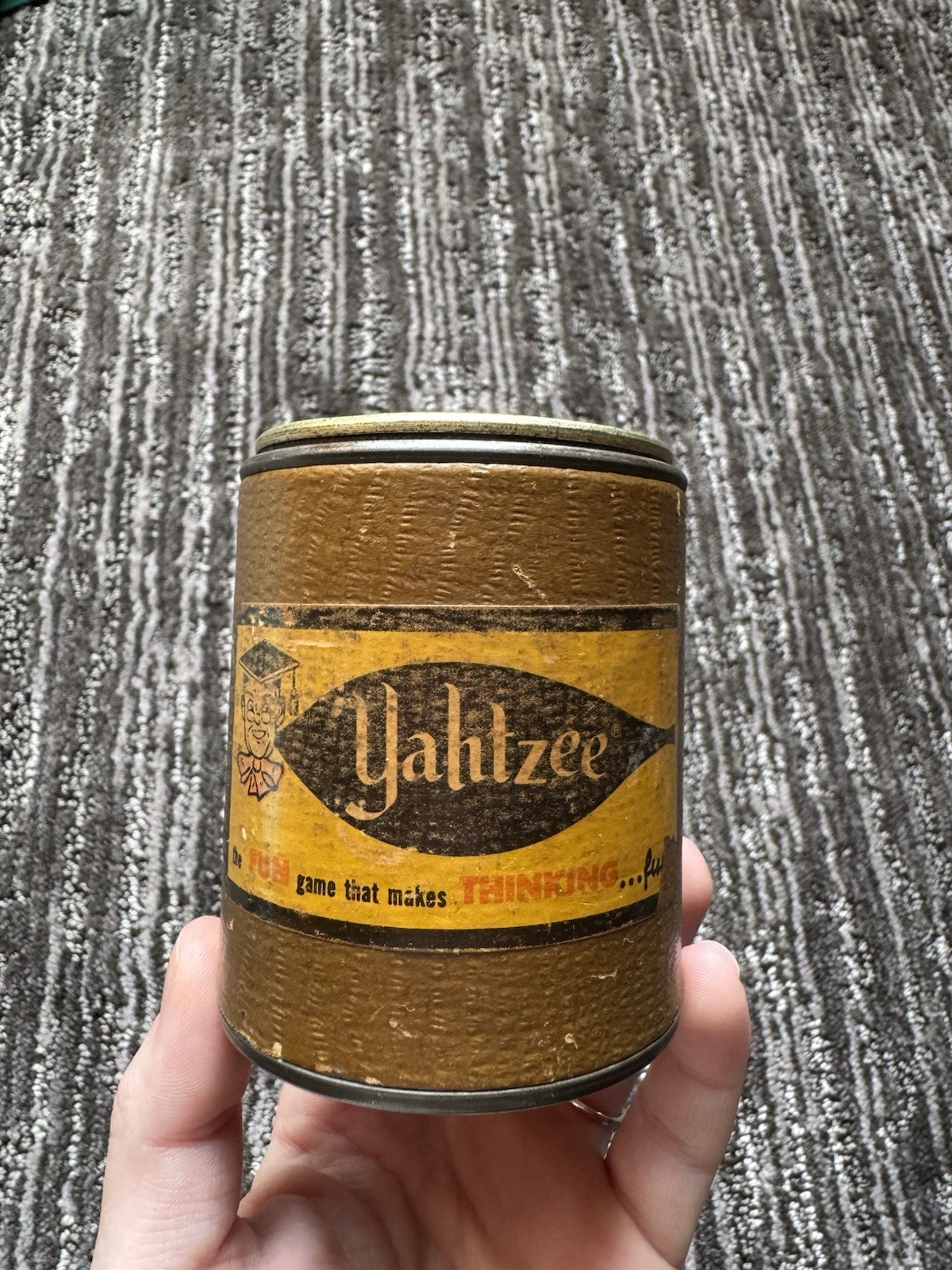 VINTAGE 1950s-60s Yahtzee Cup With 5 Dice And Scrabble Dice