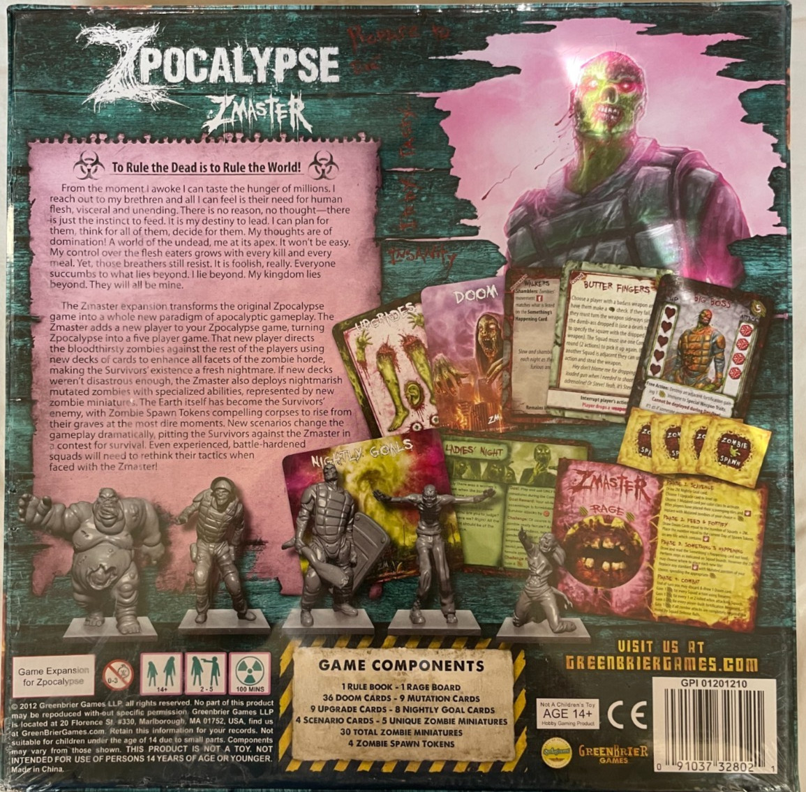 ZPocalypse: ZMaster 5th Player Expansion Box- 2013 – Greenbrier Games sealed