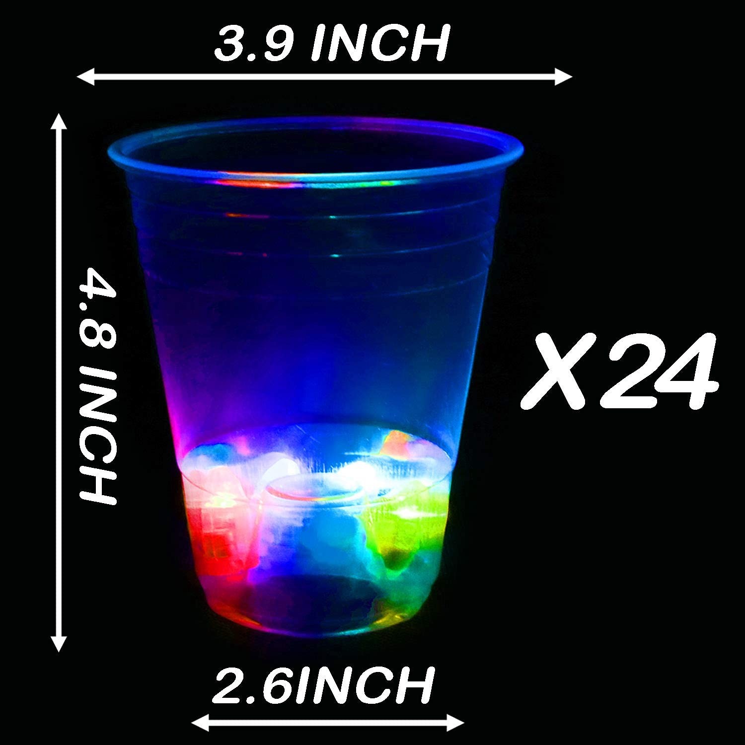 24 Pack 16oz Glow In The Dark Party Cups for Night Party Neon Glasses