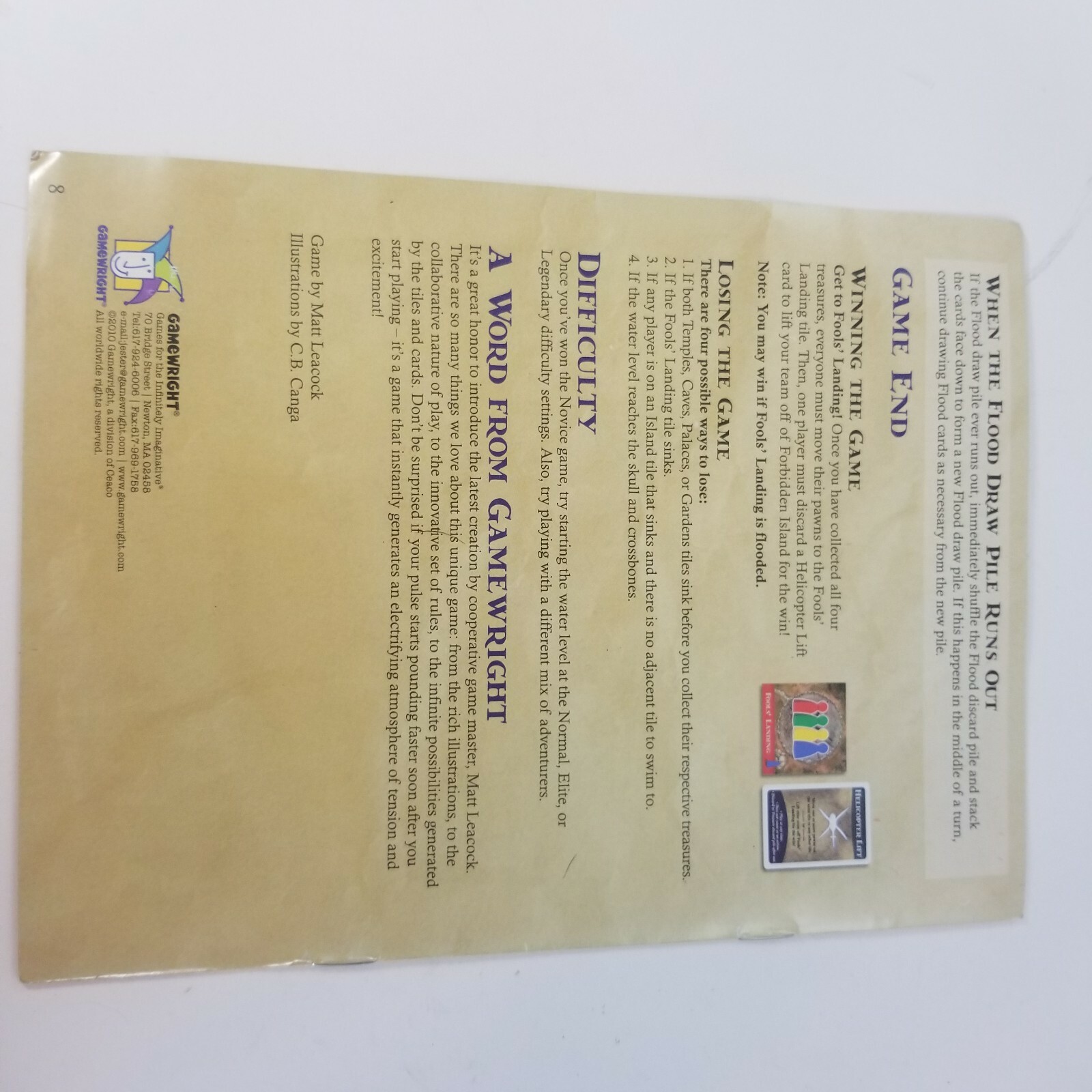 Forbidden Island Instruction Manual Board Game Part Only Gamewright