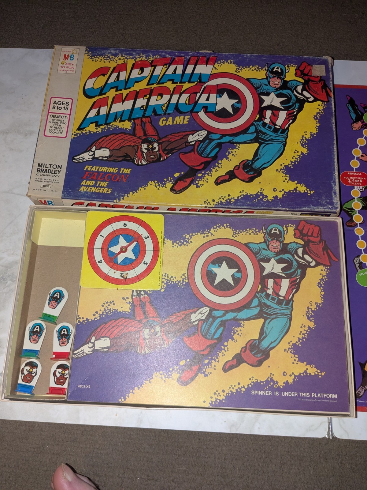 Captain America Board Game Vintage 1977 Milton Bradley Falcon Avengers Marvel