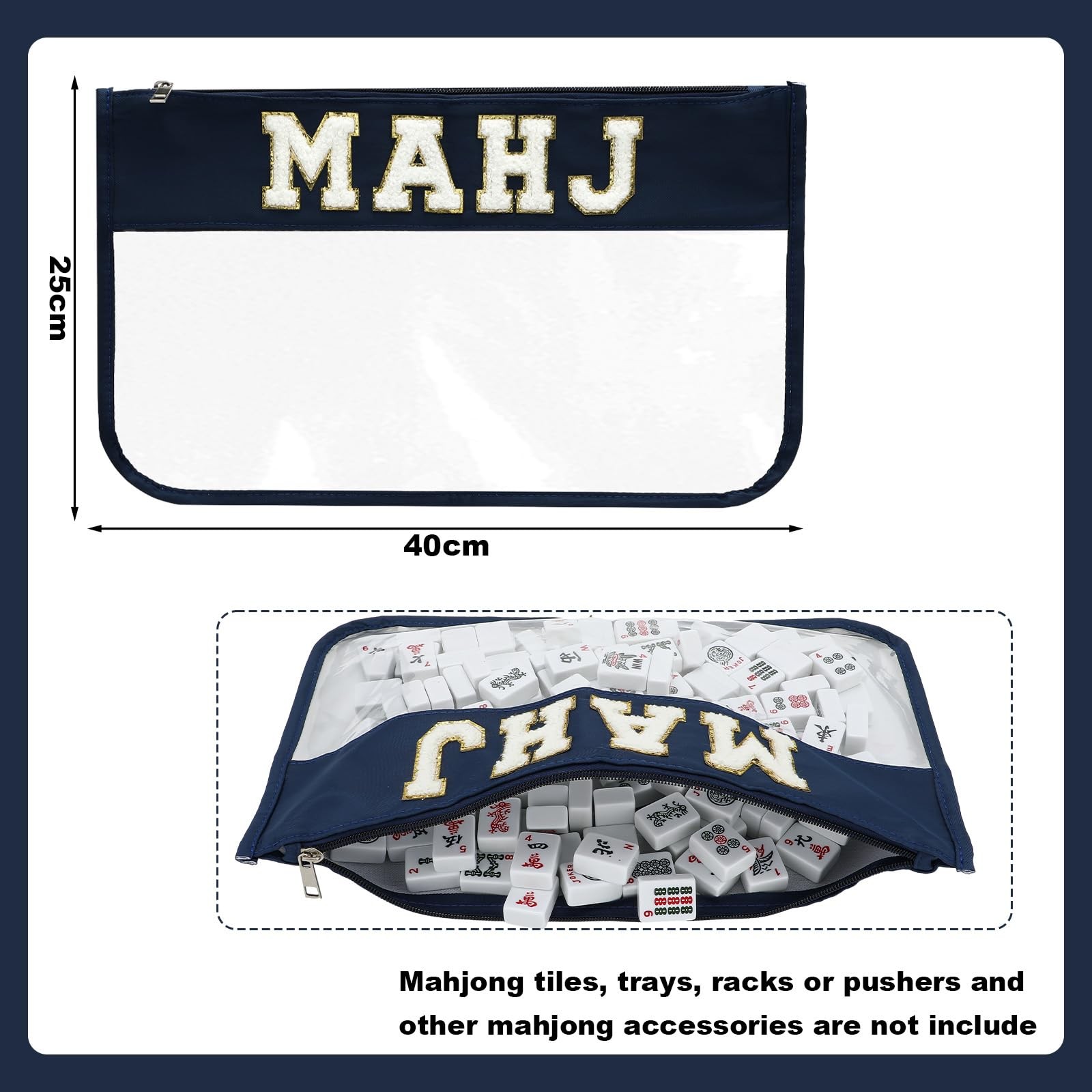 Sunnymove 3 Pcs Empty Mahjong Canvas Bag Gift Embroidered American Mahjong Set