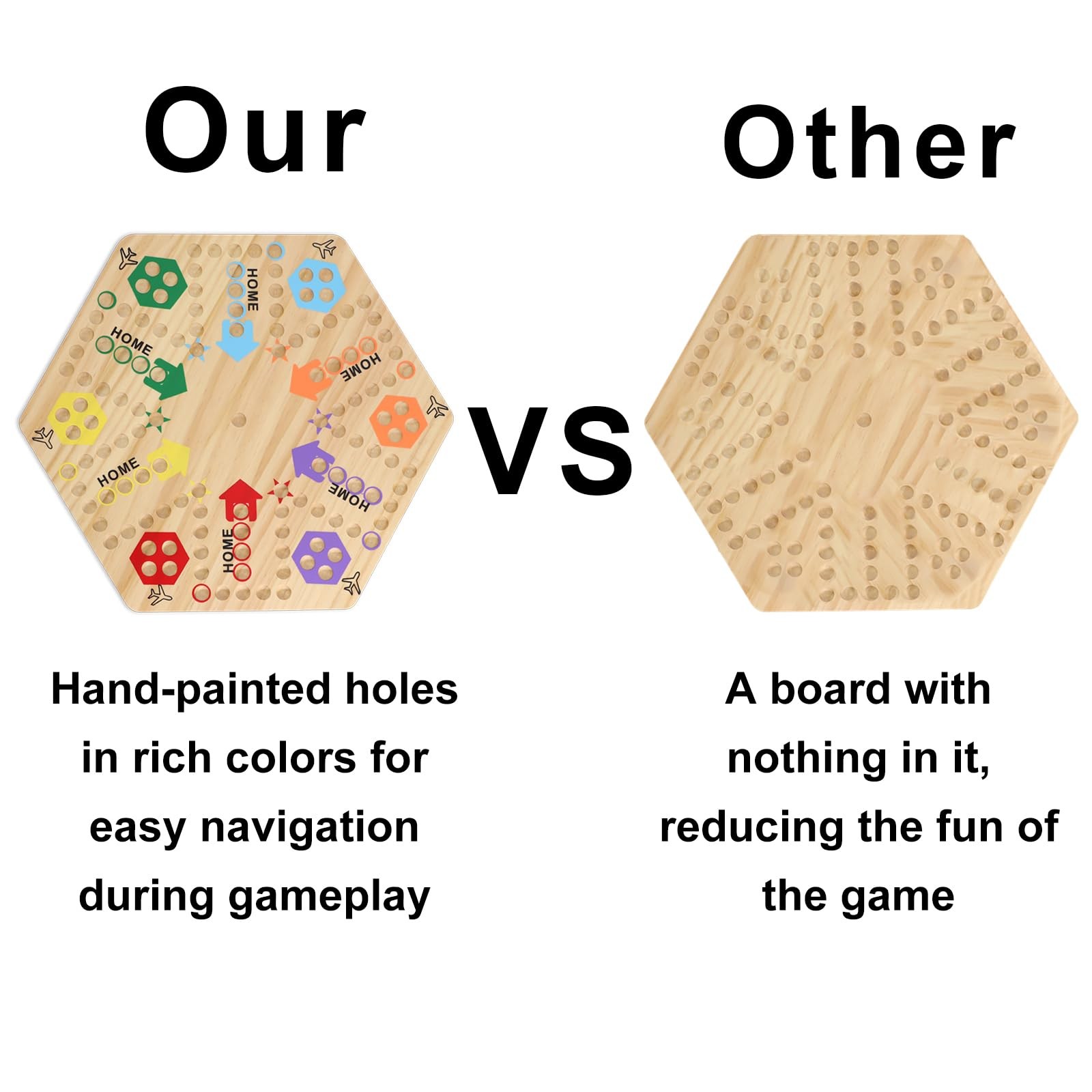 Double-Sided Wooden Wahoo Board Game for 4-6 Players, 6 Colors, 24 Marbles, 6…