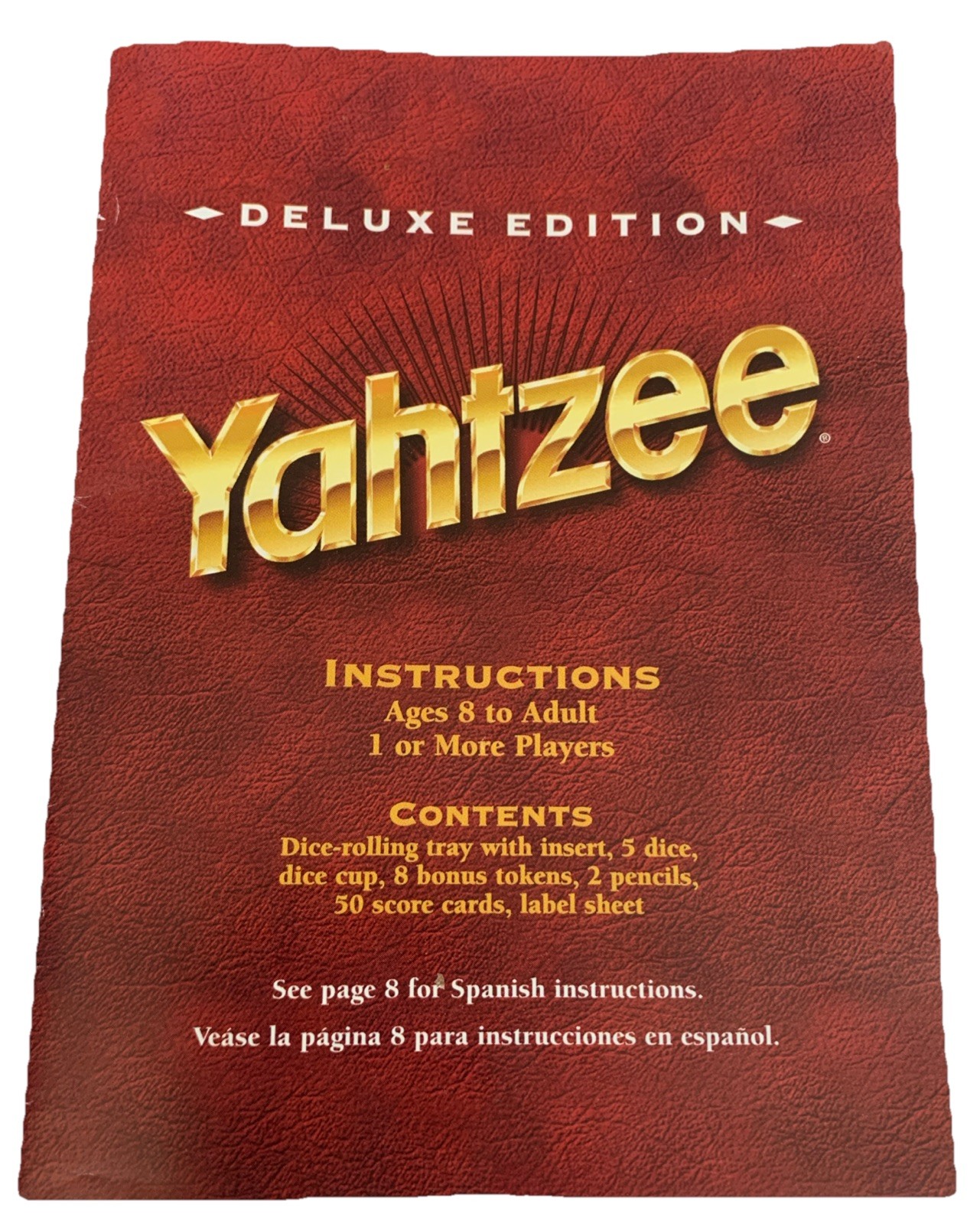 Yahtzee Deluxe Edition Board Game Golden Flecked Dice 1997 Complete W/O Pencils
