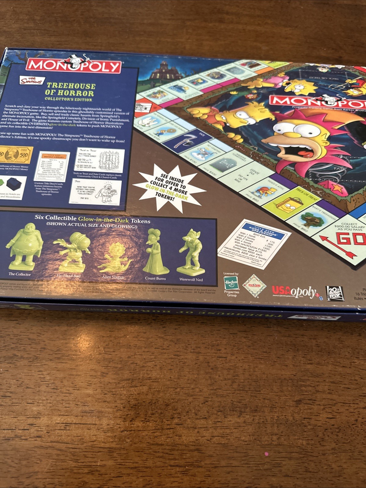 THE SIMPSONS TREE HOUSE OF HORROR Monopoly GLOW-IN-THE-DARK Board Game- Complete