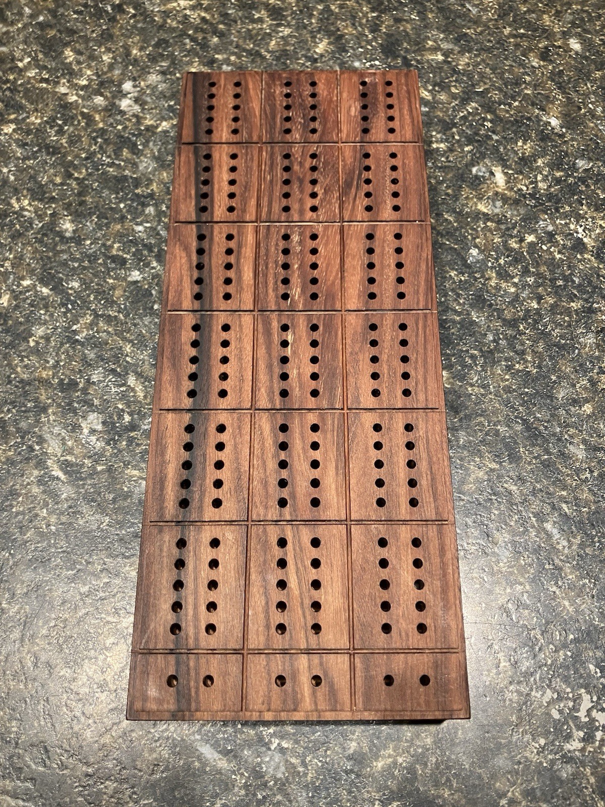 Heavy Walnut Cribbage Board Game With Metal Pins 3 player