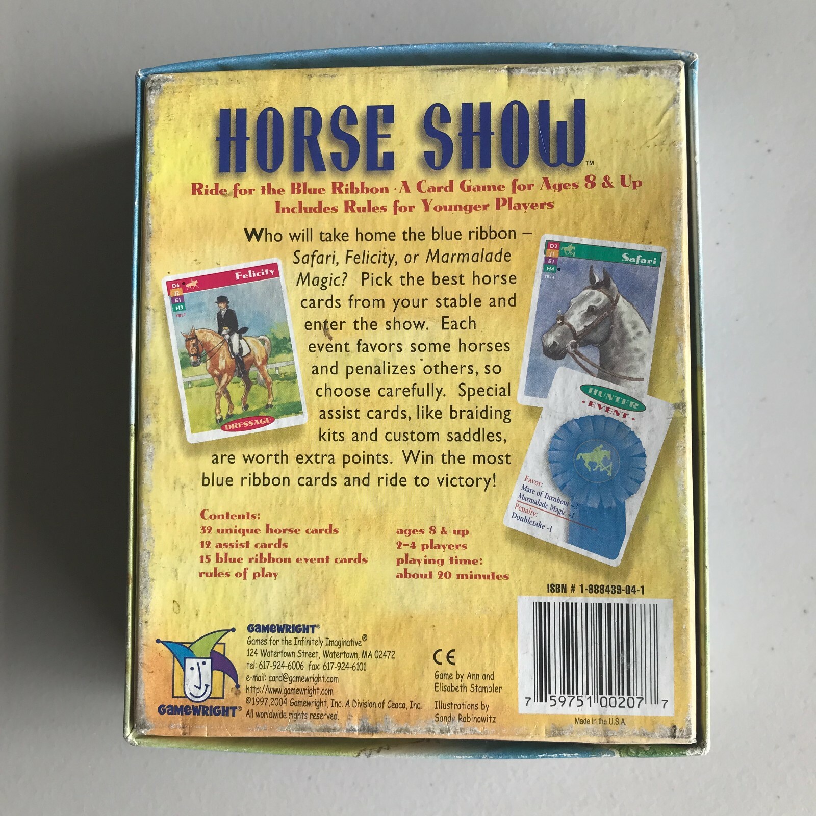 Gamewright HORSE SHOW Blue Ribbon Card Game COMPLETE Award Winner EUC