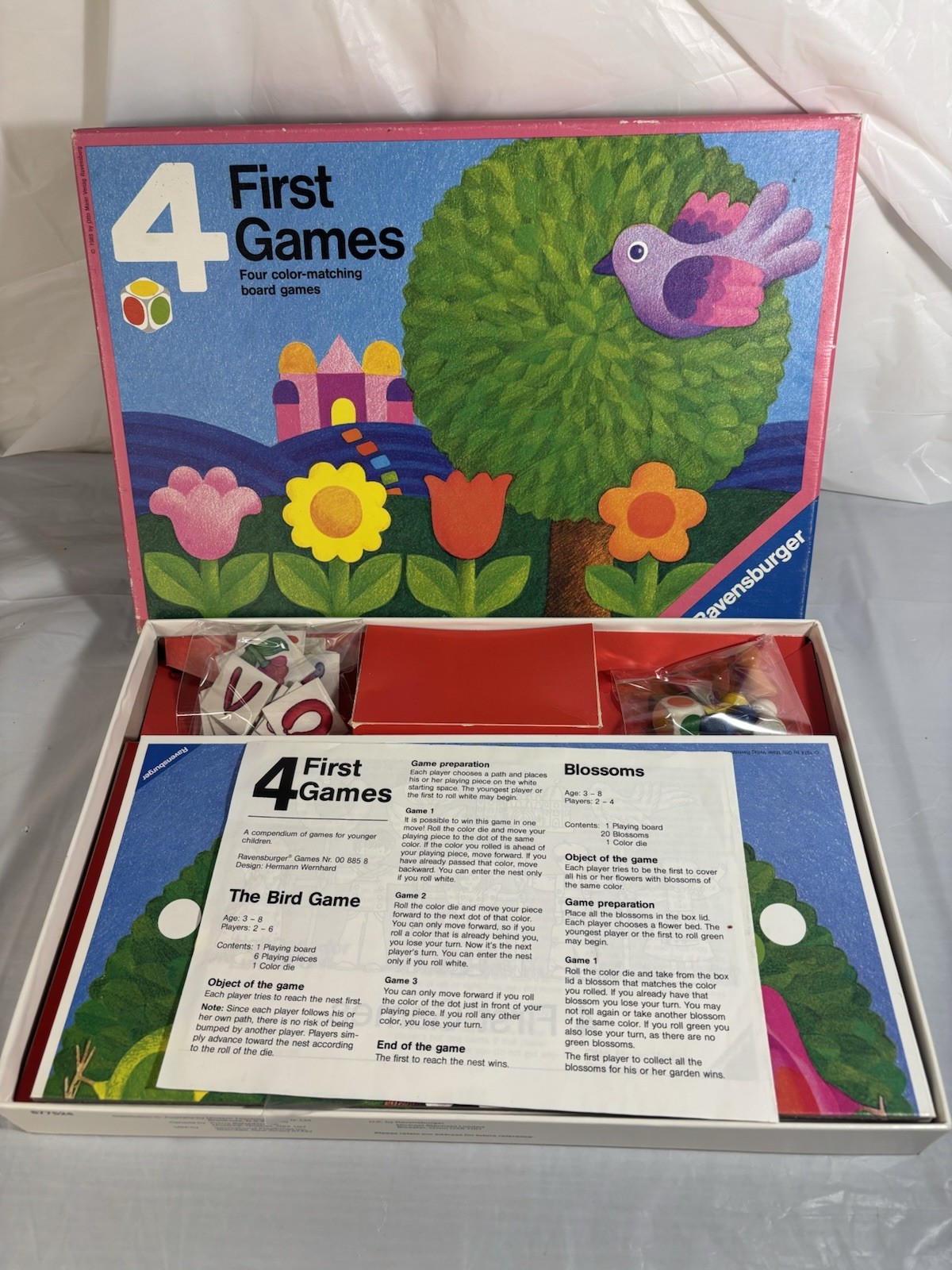 4 First Games by Ravensburger 1988, 2-6 Players, Children Ages 3-8 Kids Complete