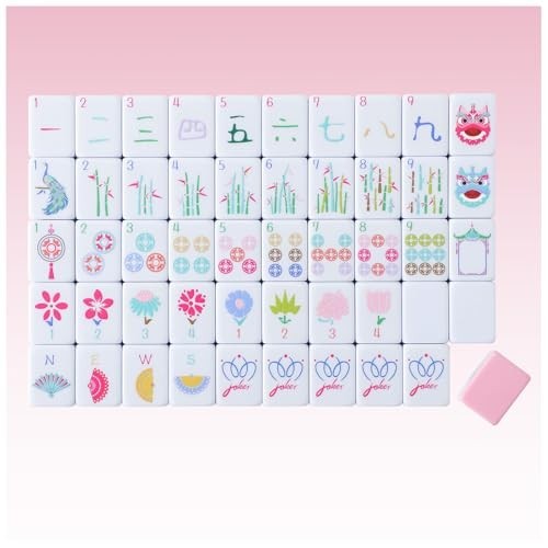 160 Pink Mahjong Game Set with Carrying Bag & Accessories – 1.2’’ Tiles, Fun Gam