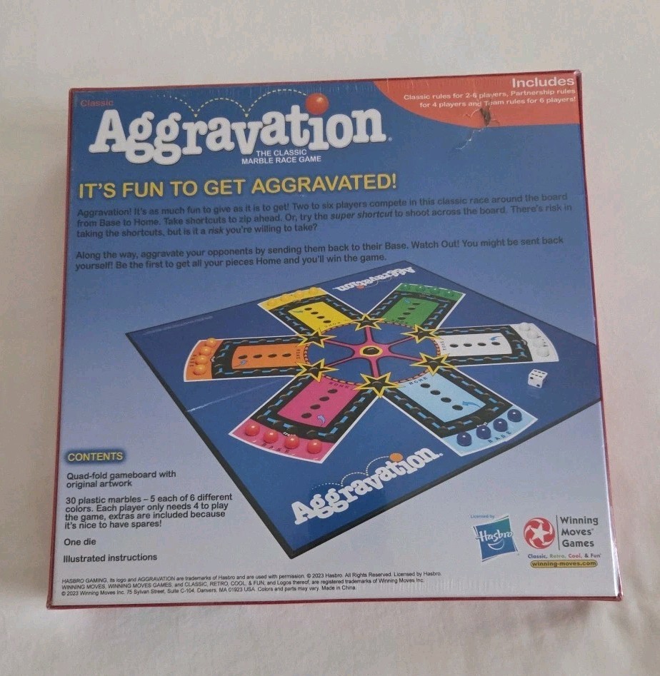 Aggravation Marble Board Game Family Game Night Retro Classic Kids 6+ Brand New