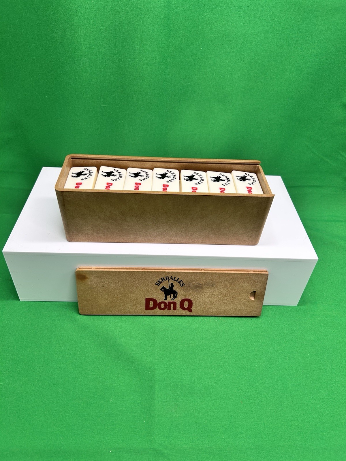 Vintage DON Q SERRALLES Quixote Rum Promotional Bakelite Domino SET Clean JAPAN