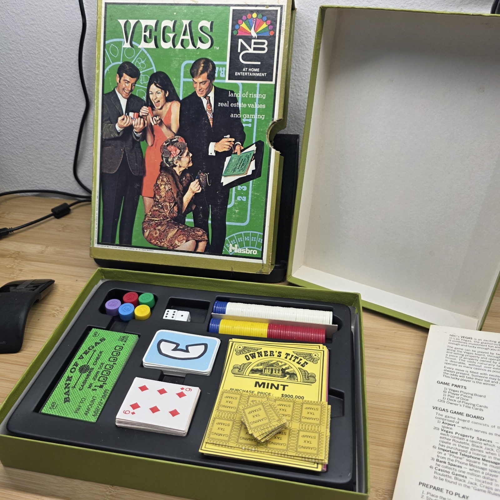 Vintage 1969 Vegas Board Game NBC Hasbro Casino Bookshelf Game 4005