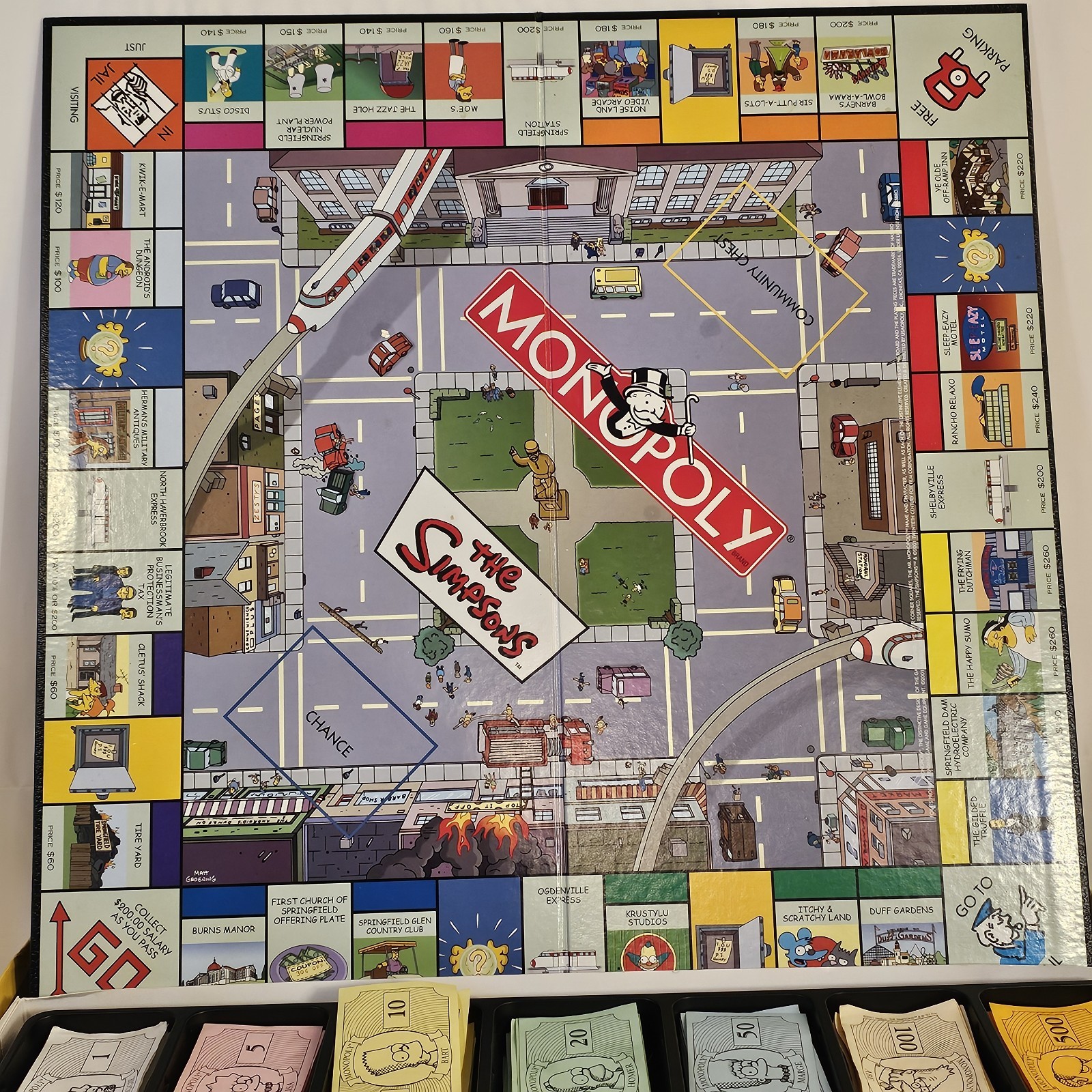 Simpsons Monopoly Board Game 2001 USAopoly Parker Brothers Incomplete 3 Pieces