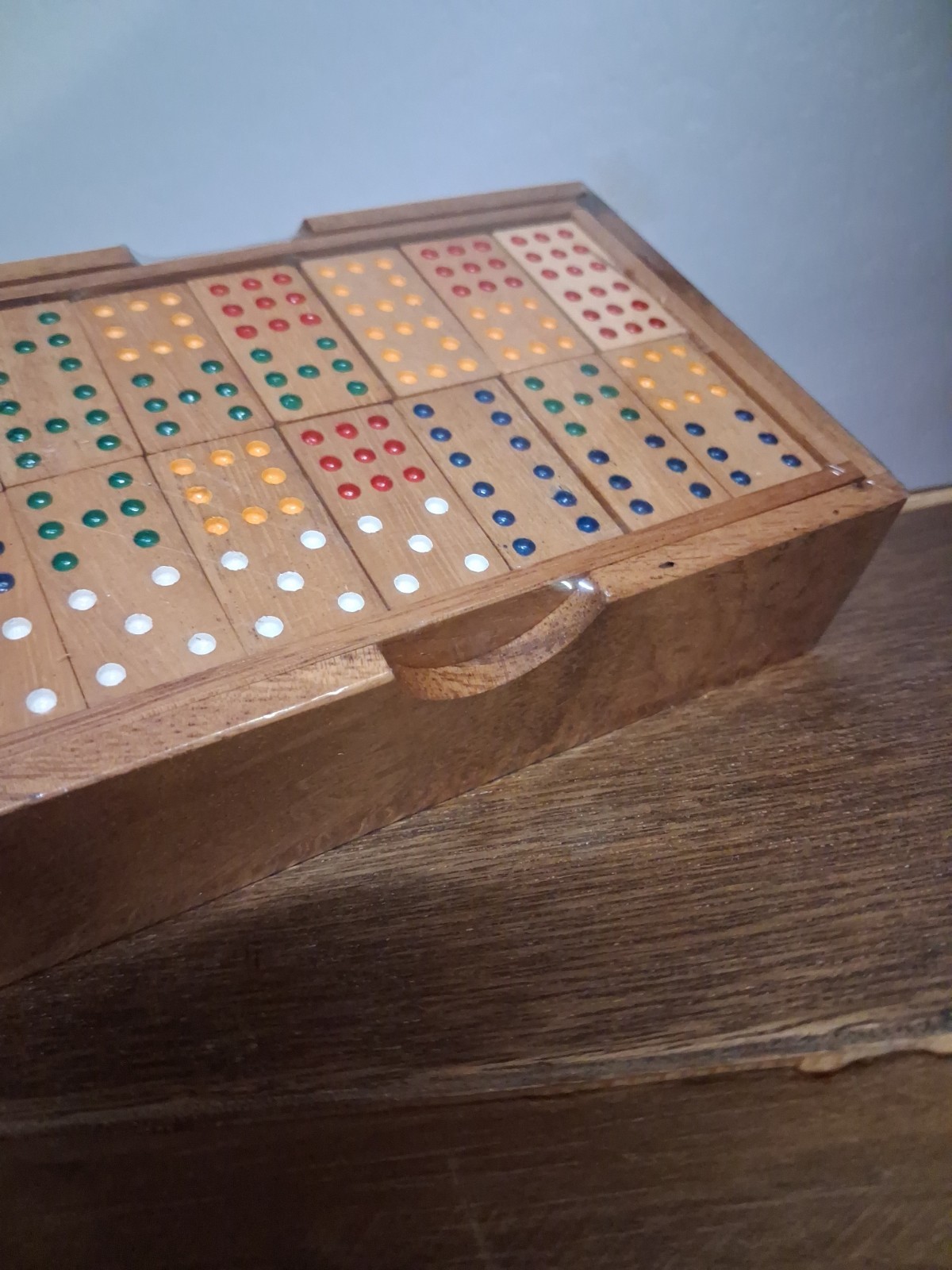 Beautiful Wooden 28 Piece Dominoes Set From Thailand in nice Wooden Box