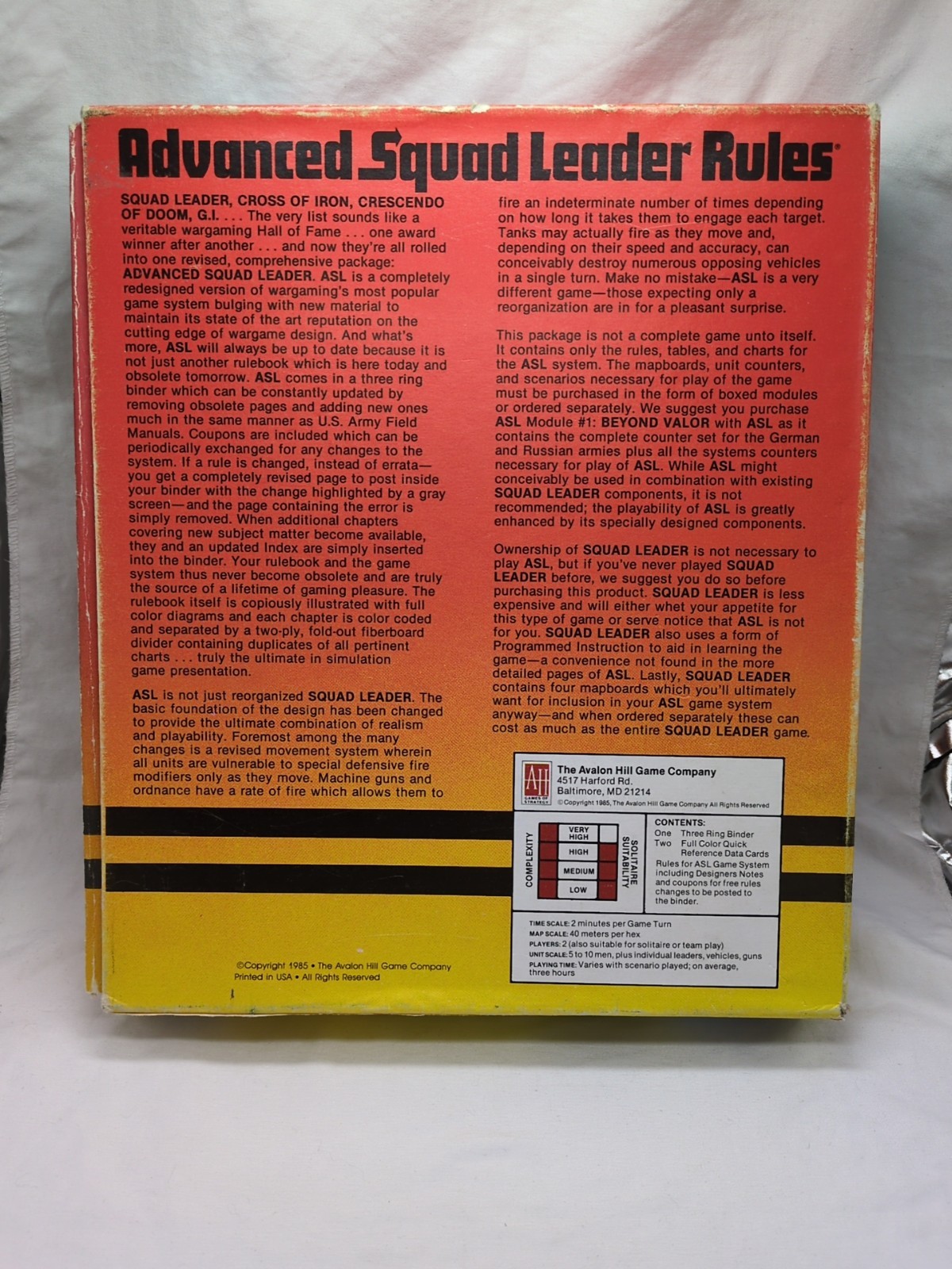 ASL Advanced Squad Leader Rules The Avalon Hill Game Company