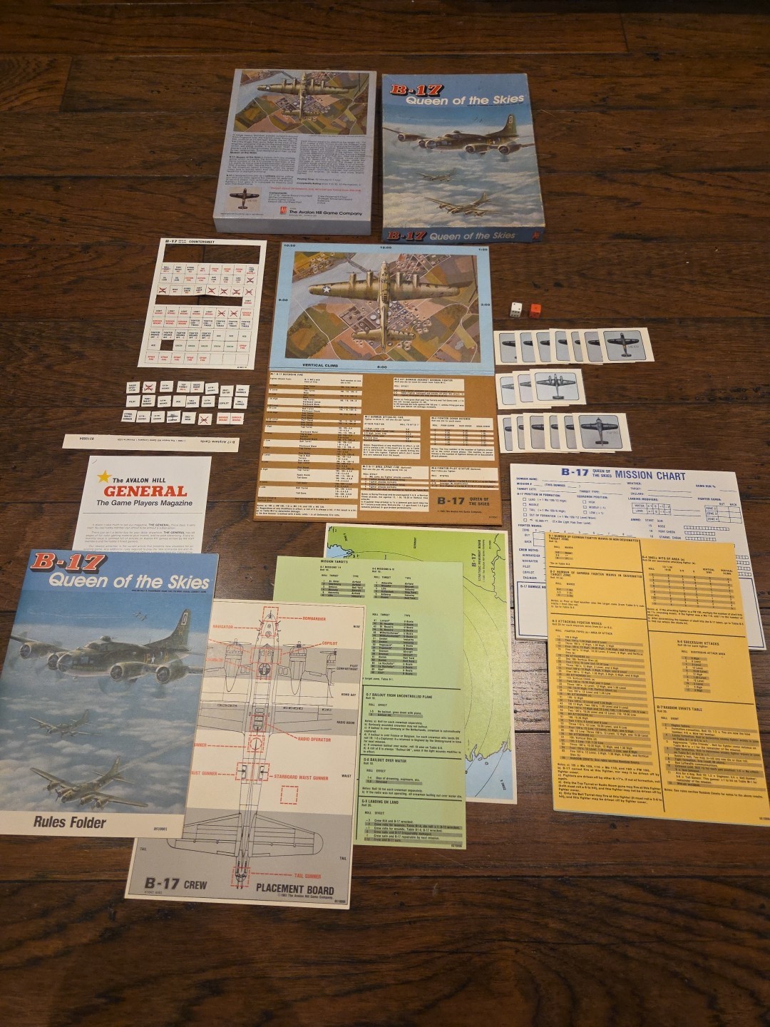 B-17 Queen Of The Skies Solitaire Board Game Avalon Hill Vintage 1983 WWII