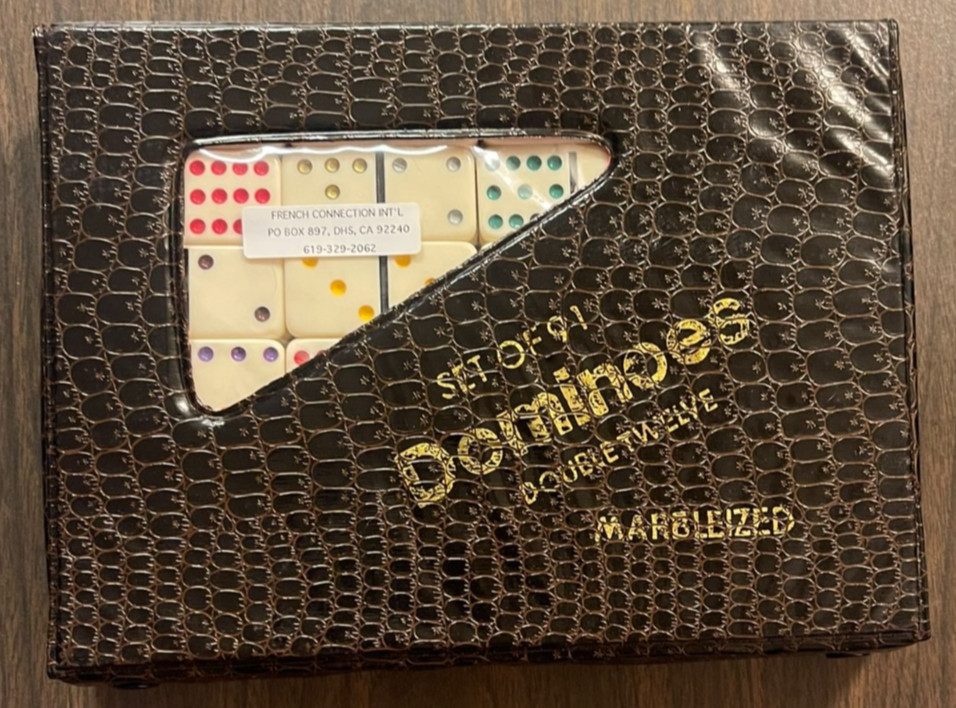Vintage Dominoes Set of 91 – Standard Double Twelve Marbleized With Case