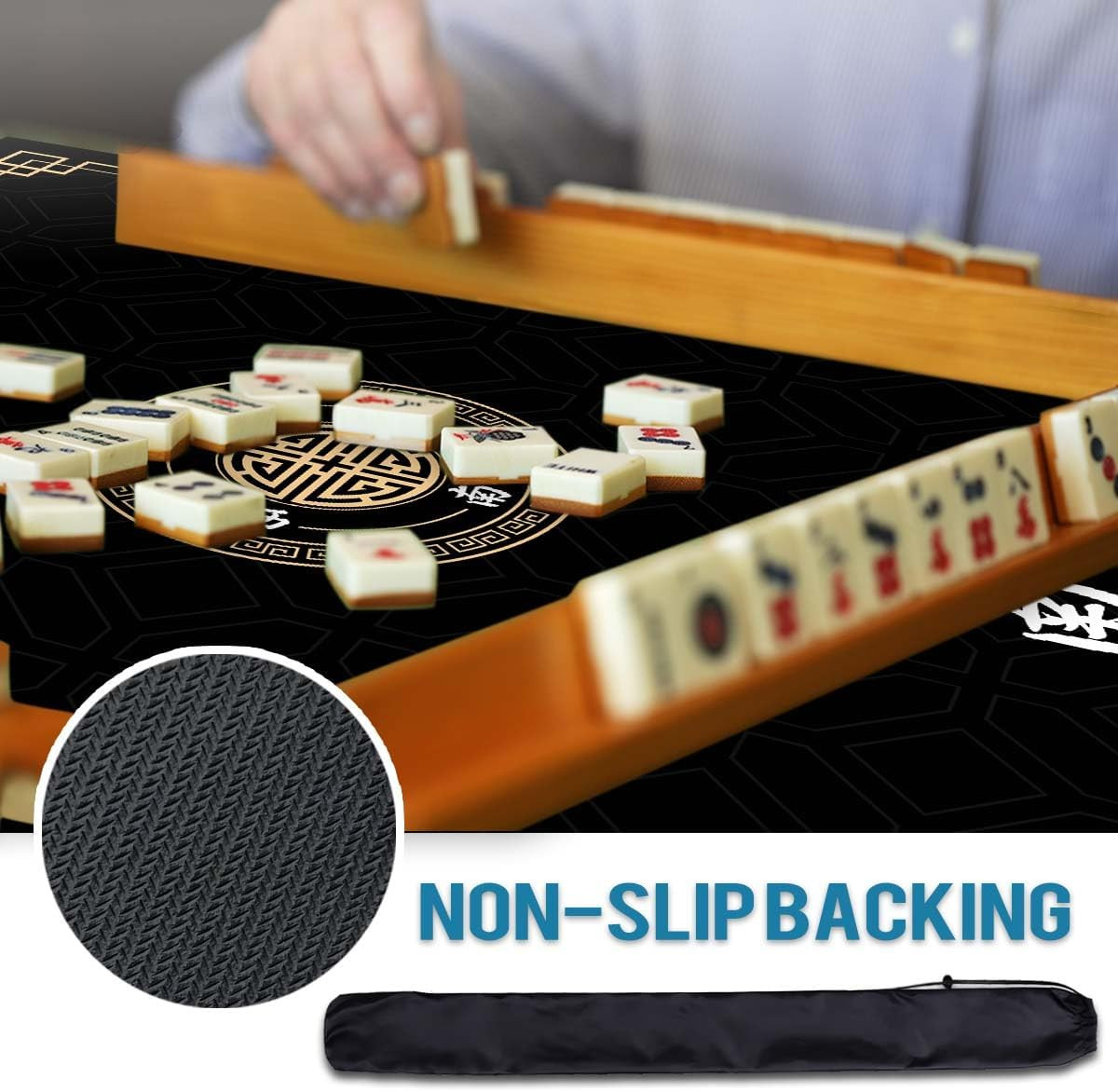 Mahjong Mat, Non-Slip Noise Reducing Game Mat, 31.5 Inch Mahjong Table Mat,Mahjo