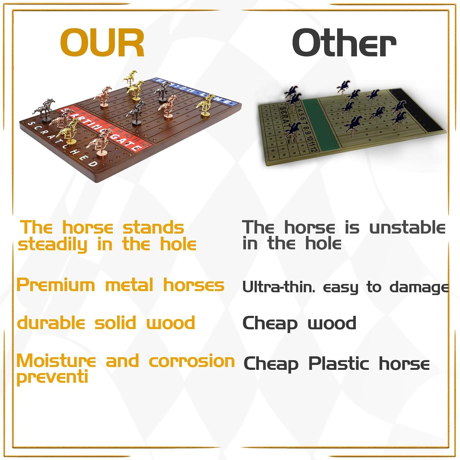 Metal Horse Race Board Game Racing Game Thickened Solid Wood