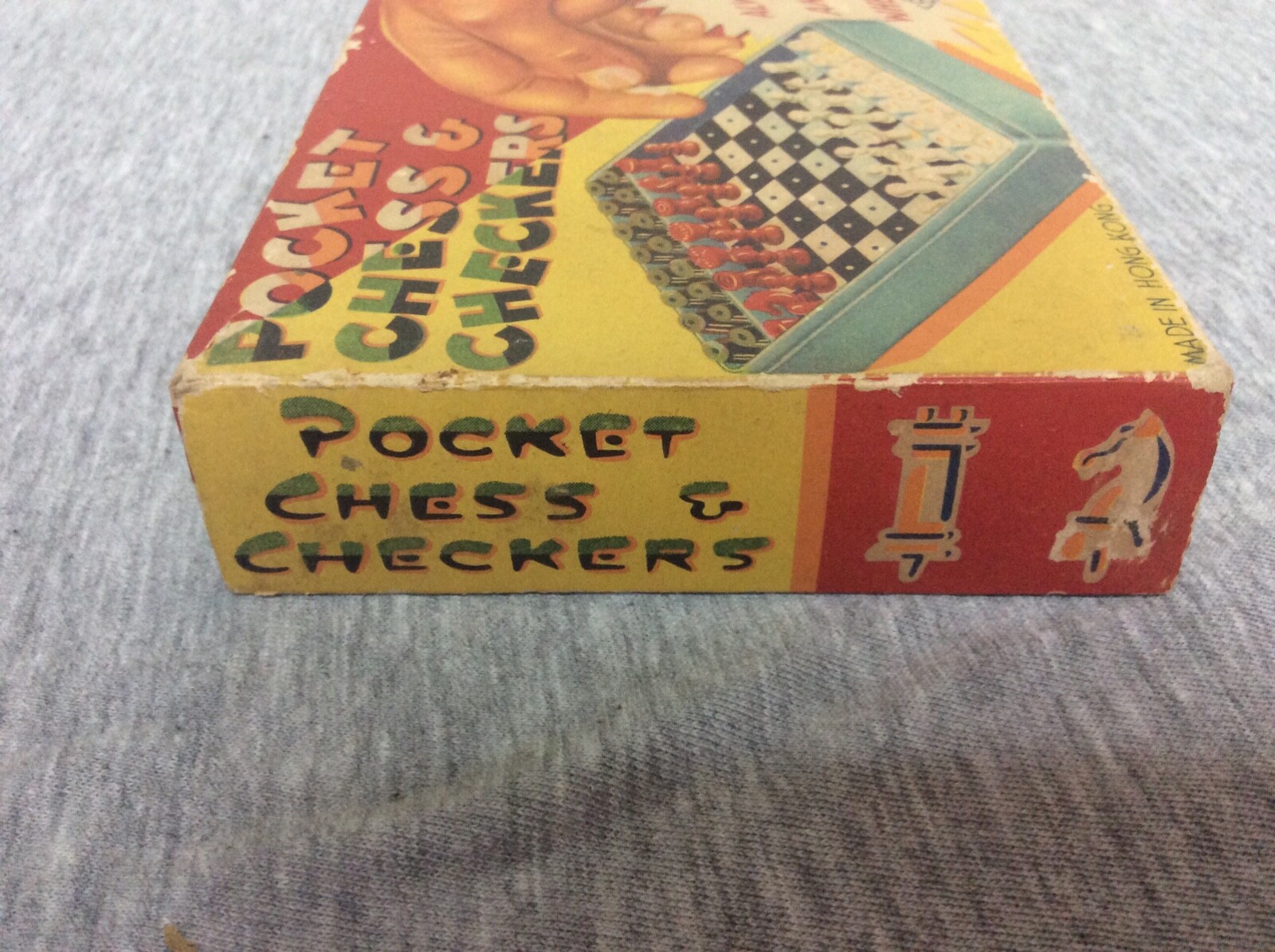 Vintage Pocket Chess & Checkers Combination Original Box BP Hong Kong