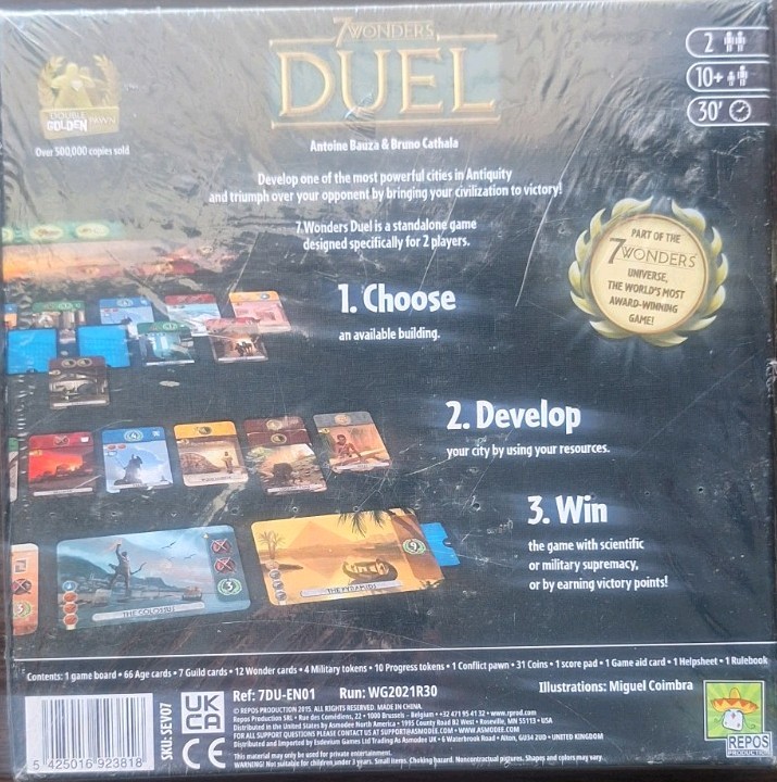 Repos Production 7 Wonders Duel Strategy Board Game 2 Players Age 10+ (2015)