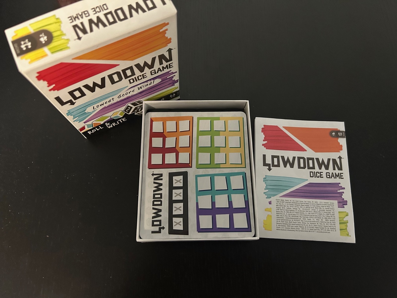 Roll & Write Board Game Lot – Uno, Lowdown, SkipBo, Blokus – Complete