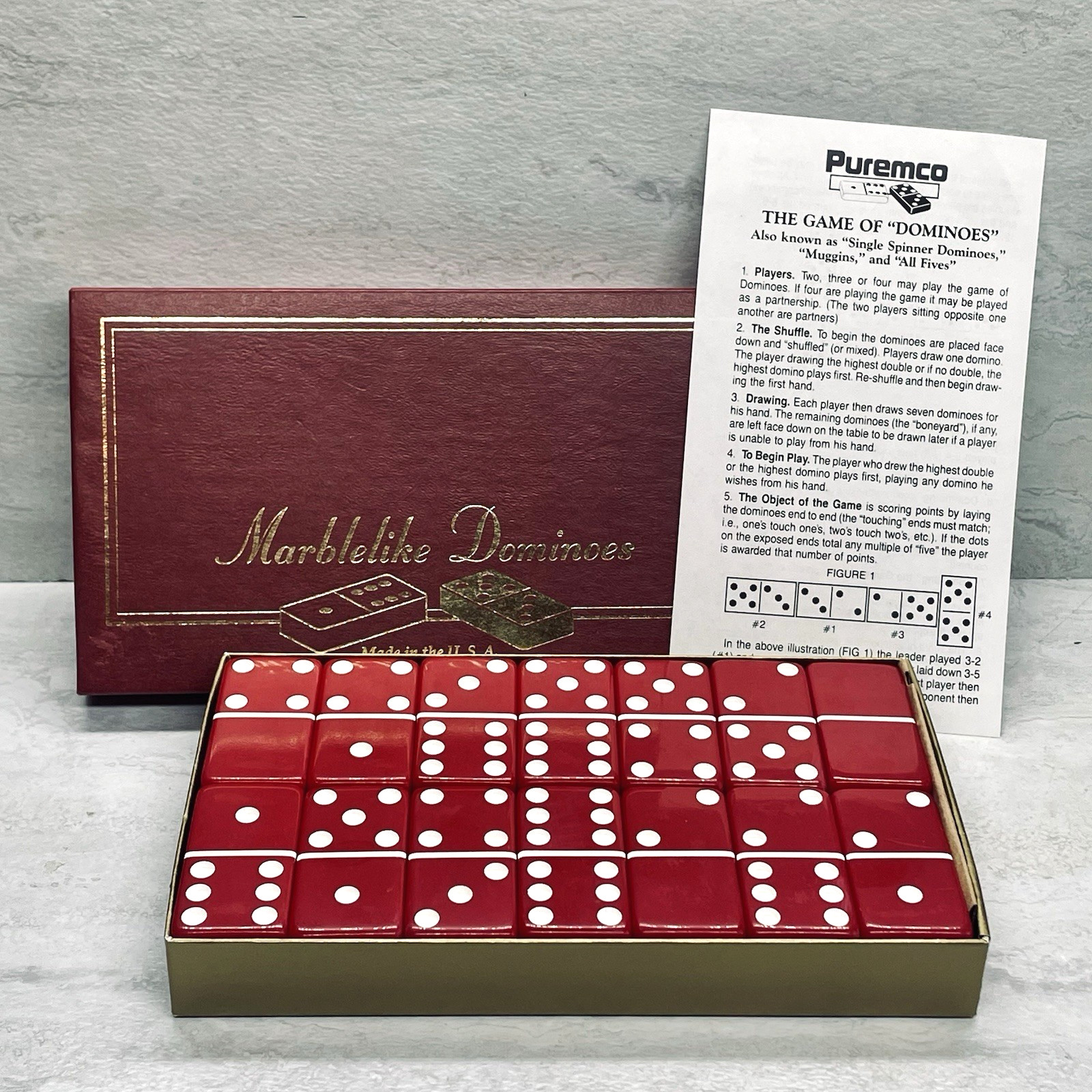 Puremco Marblelike Dominoes Red Tournament Large Face Extra Thick