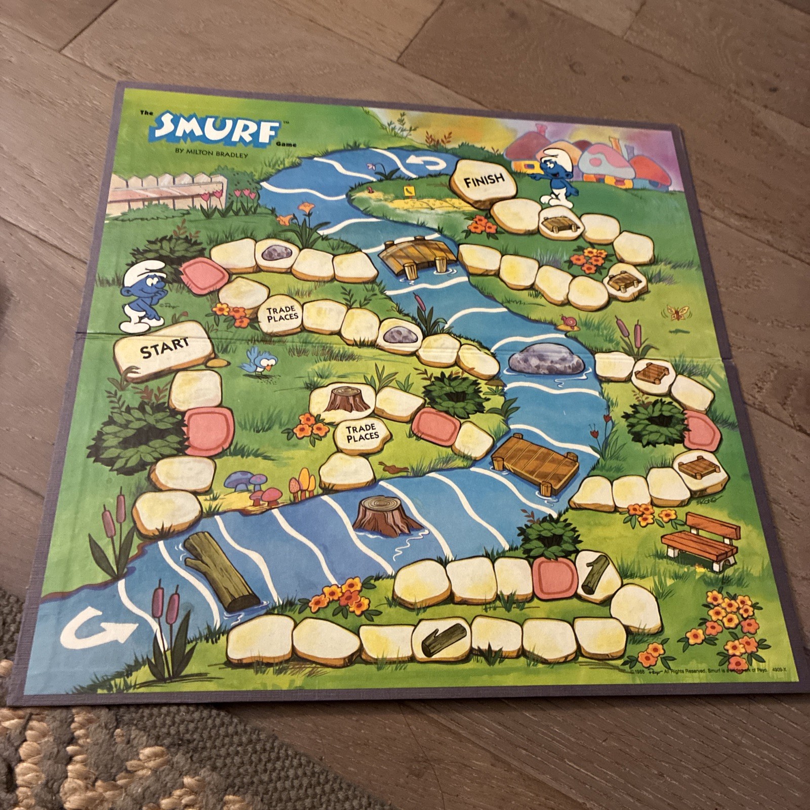 Vtg 1988 Milton Bradley The Smurf Game Board Game Complete Run & Ride River Ride