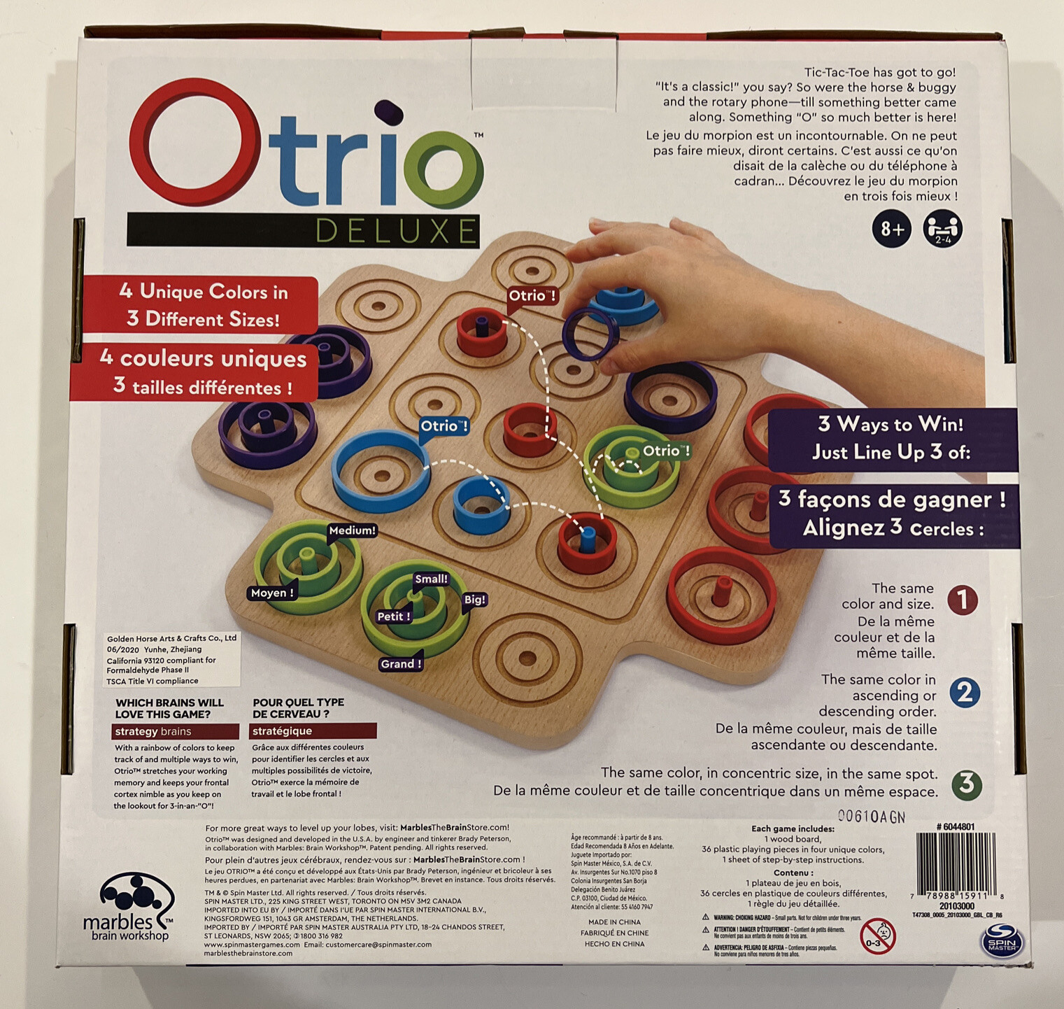 NEW OTHER Otrio DELUXE Strategy Game Wood Board by Marbles Brain Workshop